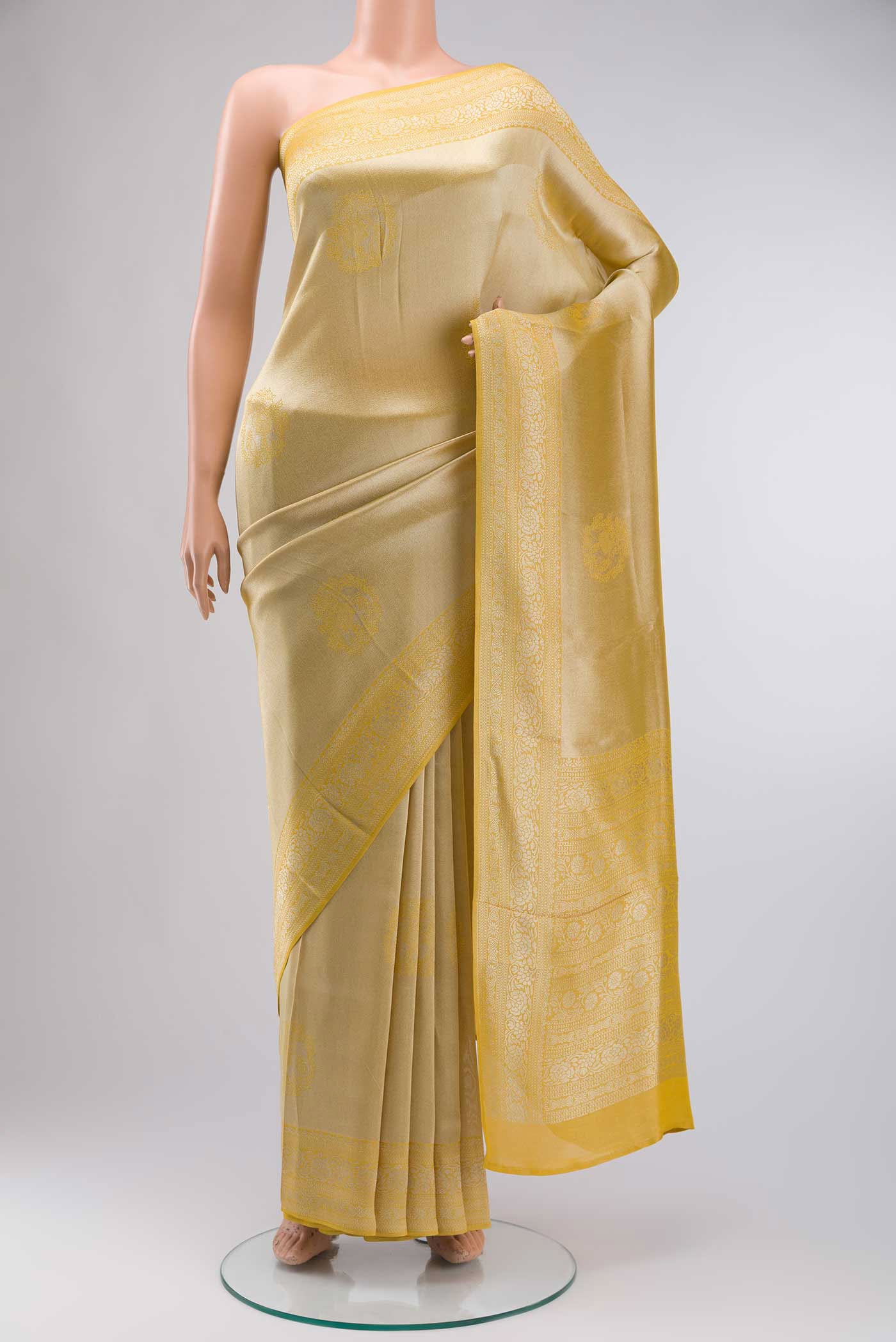Yellow Blended Art Silk Saree