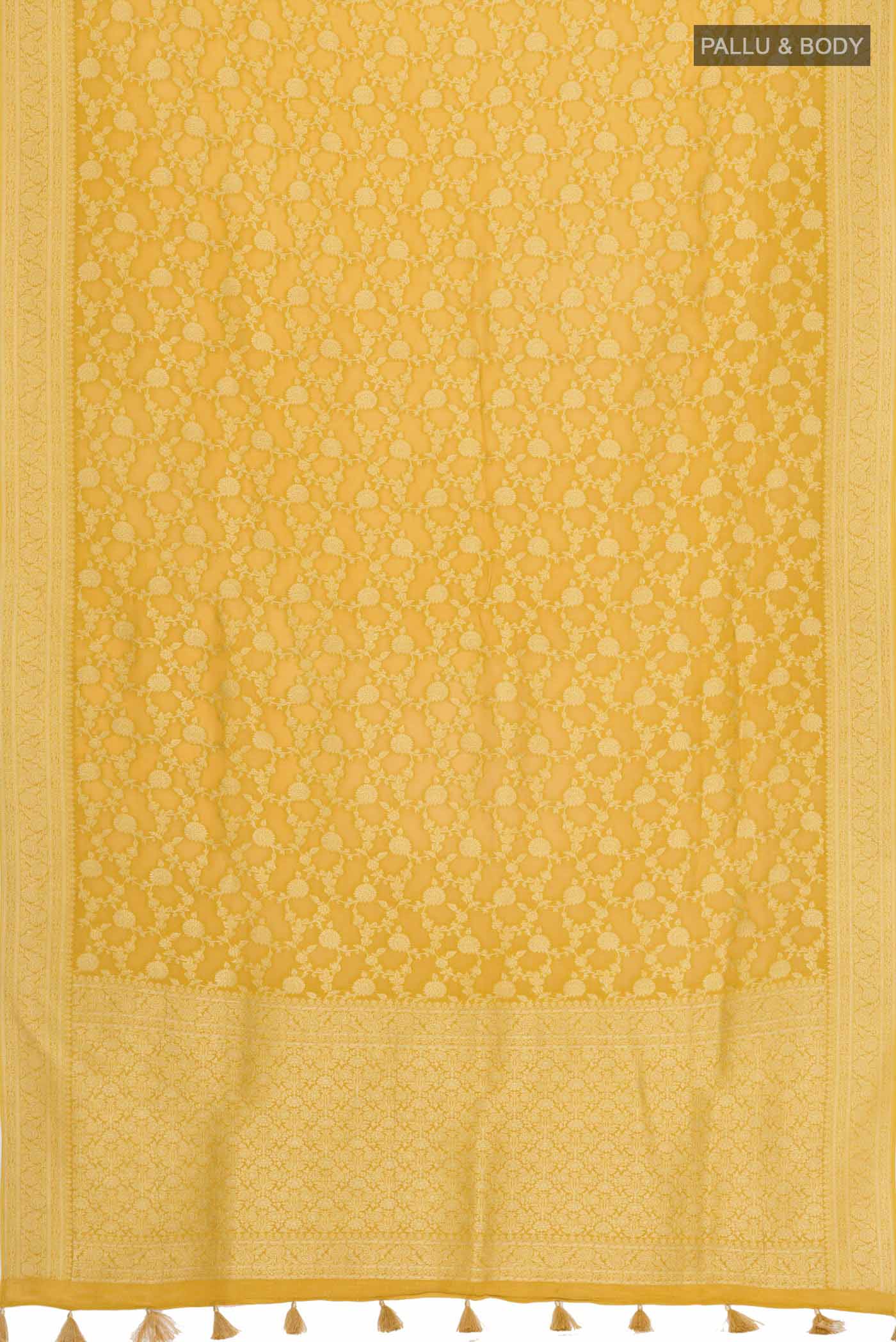 Yellow Blended Banarasi Georgette Saree - Image 3