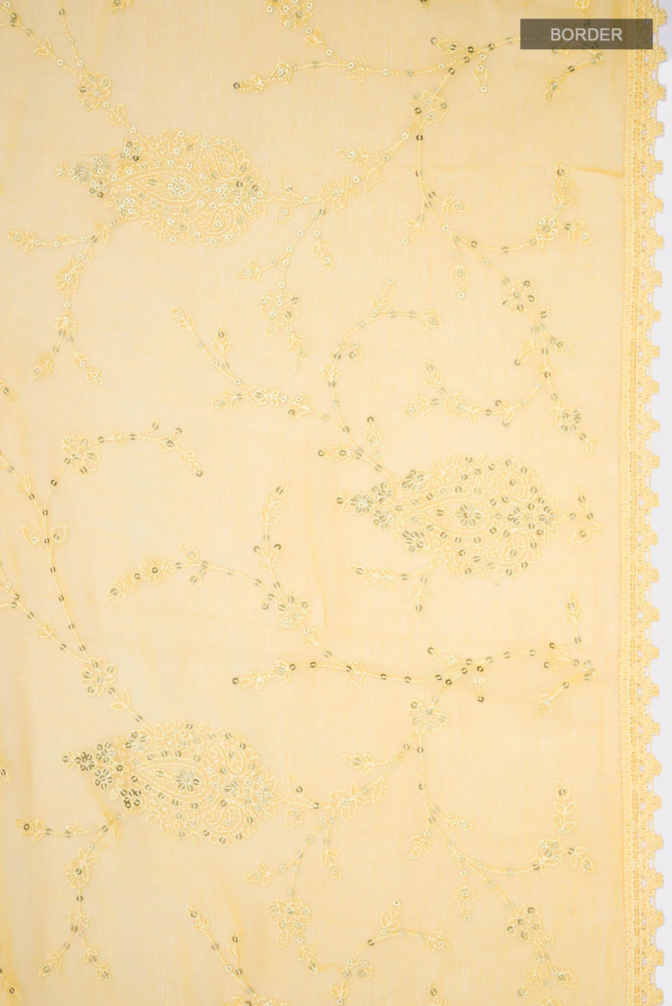 Yellow Blended Chiffon Saree - Image 3