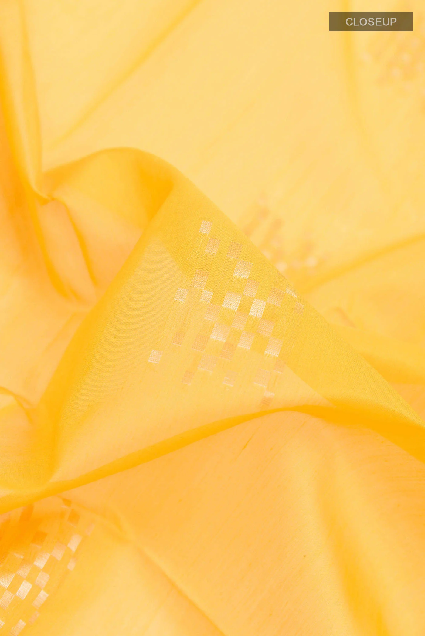 Yellow Blended Kora Cotton Saree - Image 2