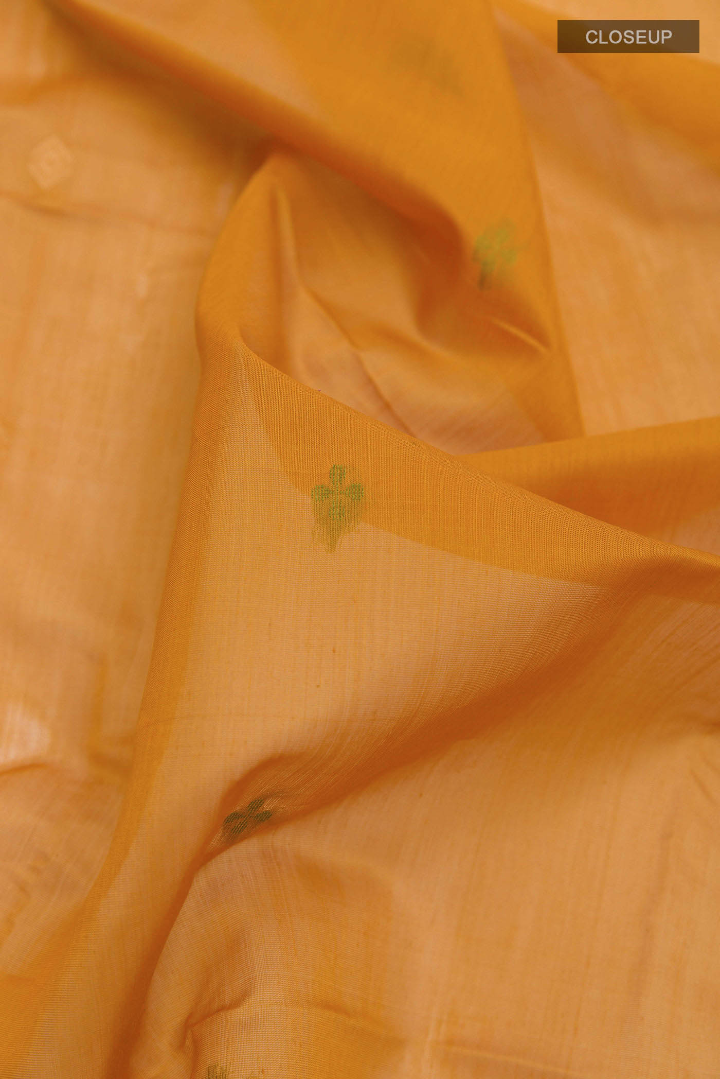 Yellow Blended Kora Cotton Saree - Image 2