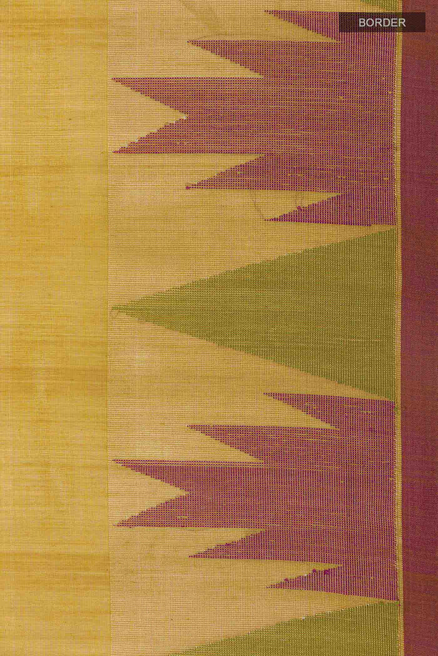 Yellow Blended Kora Cotton Saree - Image 3