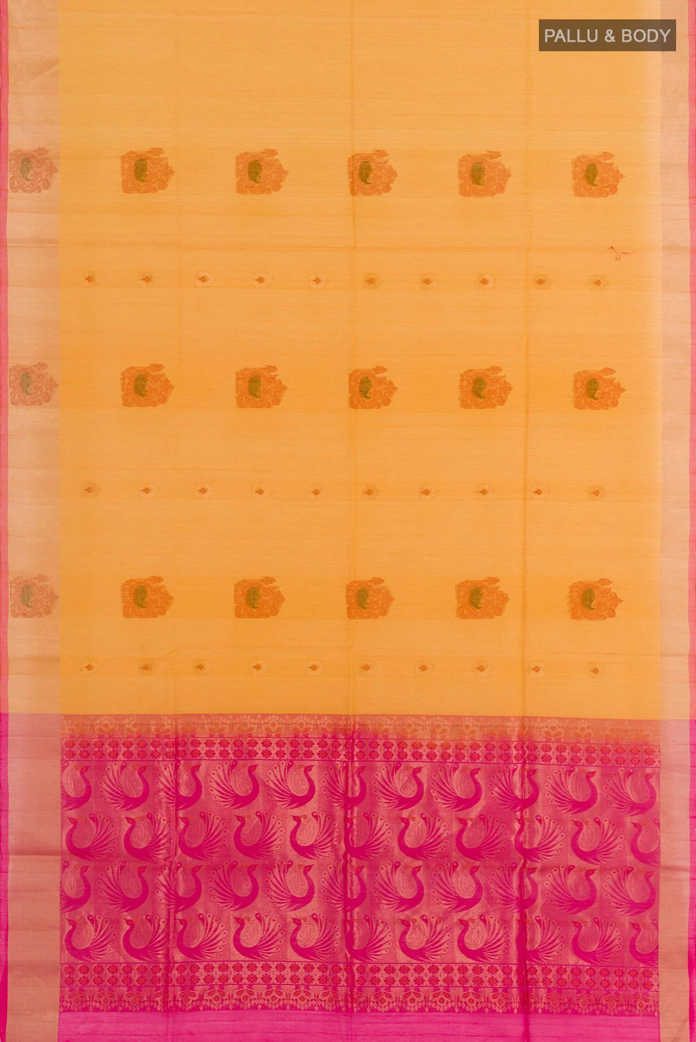 Yellow Silk Cotton Saree - Image 3