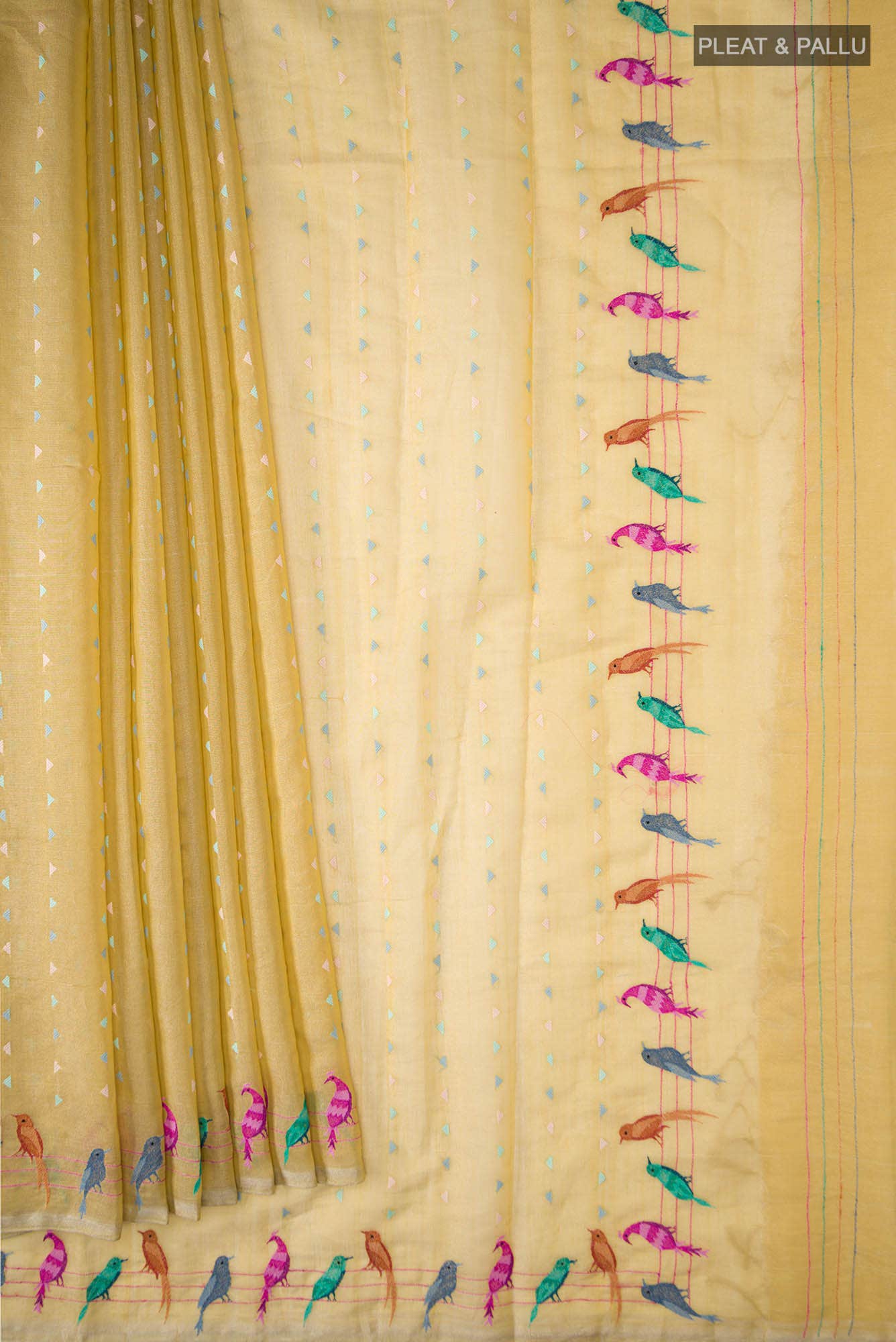 Yellow Chanderi Silk Cotton Saree - Image 2