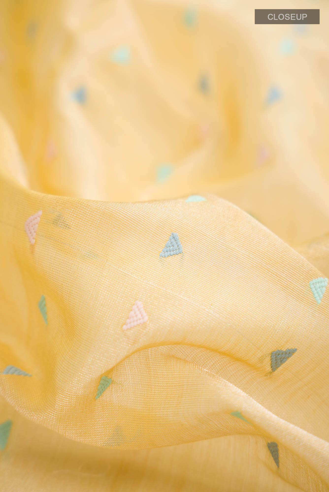 Yellow Chanderi Silk Cotton Saree - Image 3