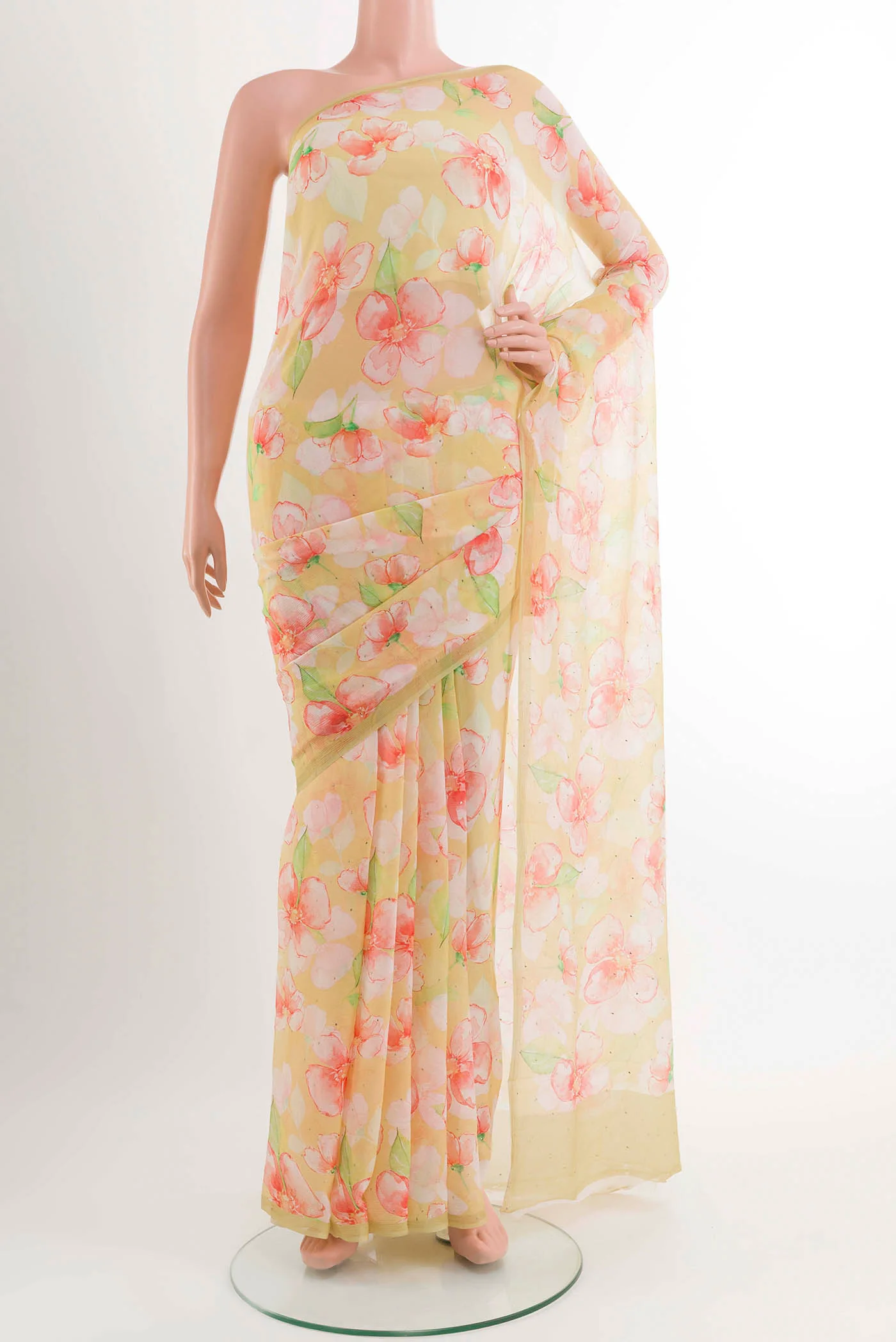 Yellow Chiffon Saree
