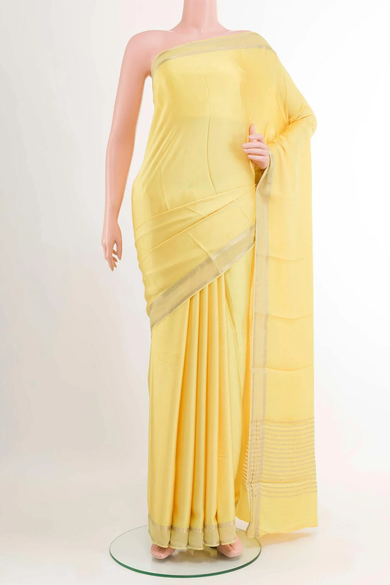 Yellow Crepe Saree