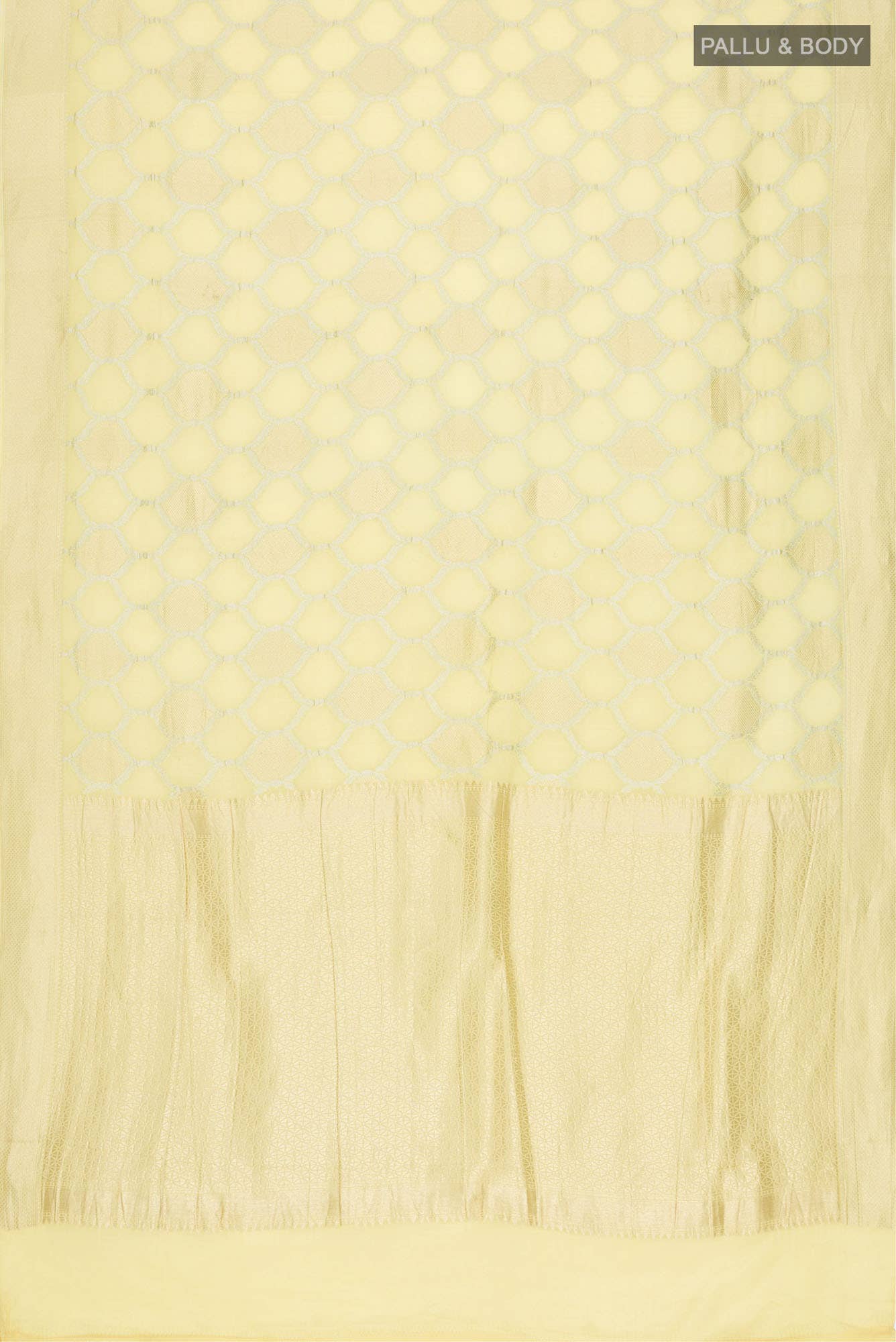 Yellow Crepe Saree - Image 4