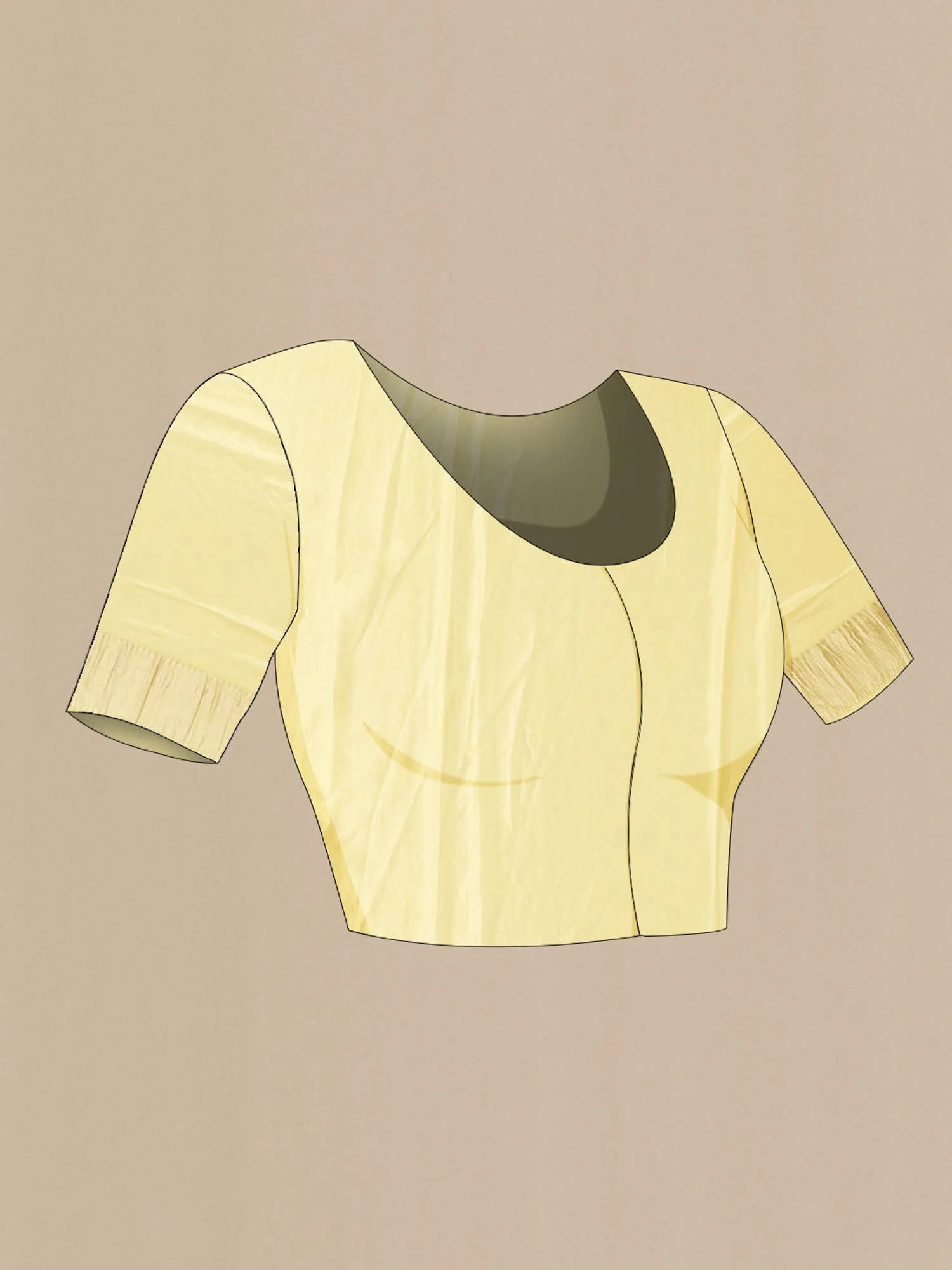 Yellow Crepe Saree - Image 6