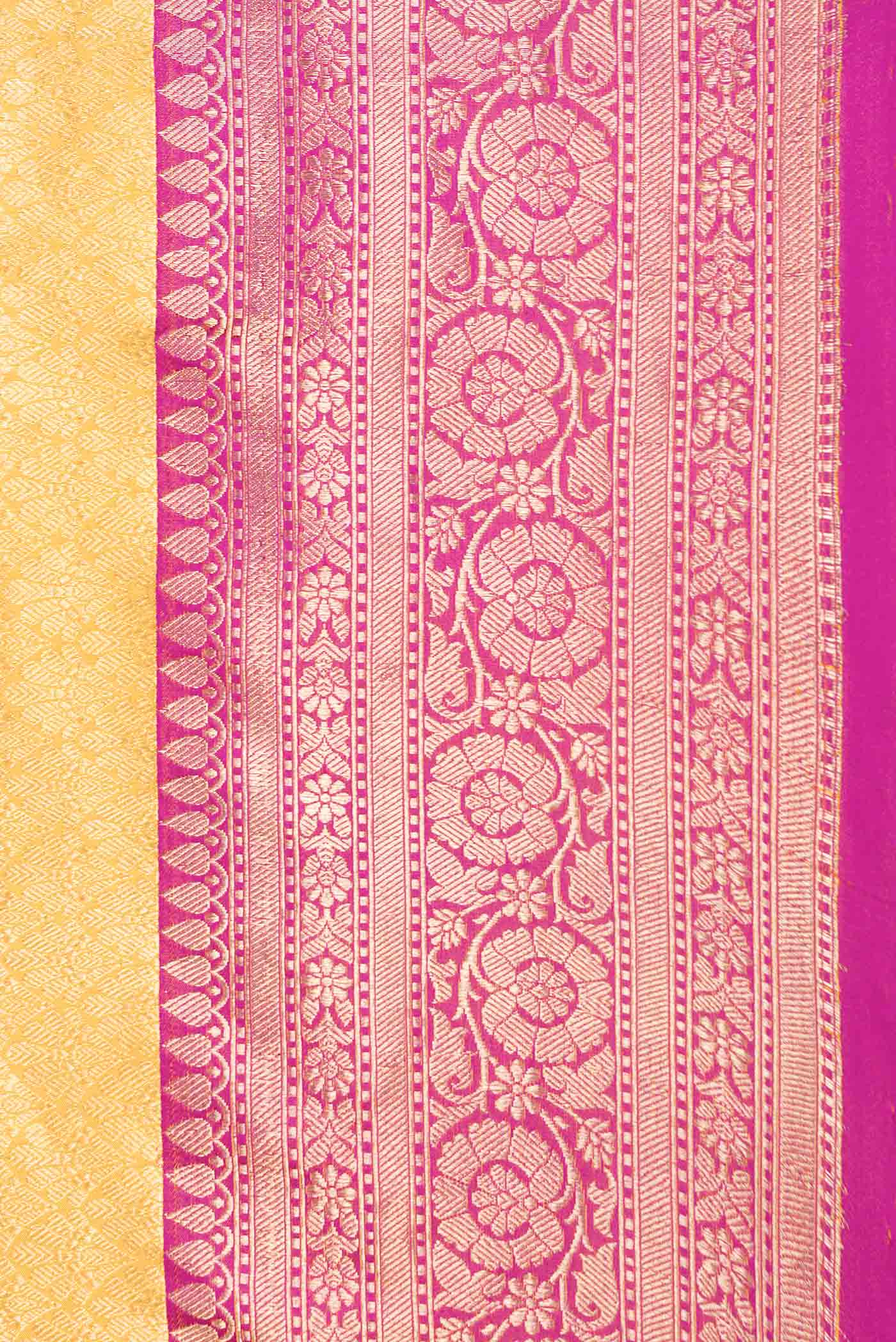 Yellow Dual Tone Banarasi Silk Saree - Image 3