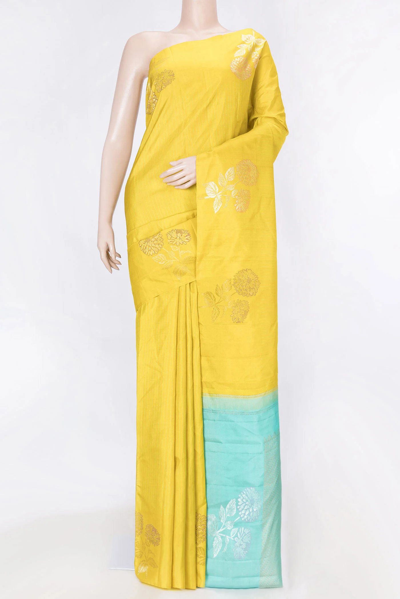 Yellow Dual Tone Kanjivaram Saree