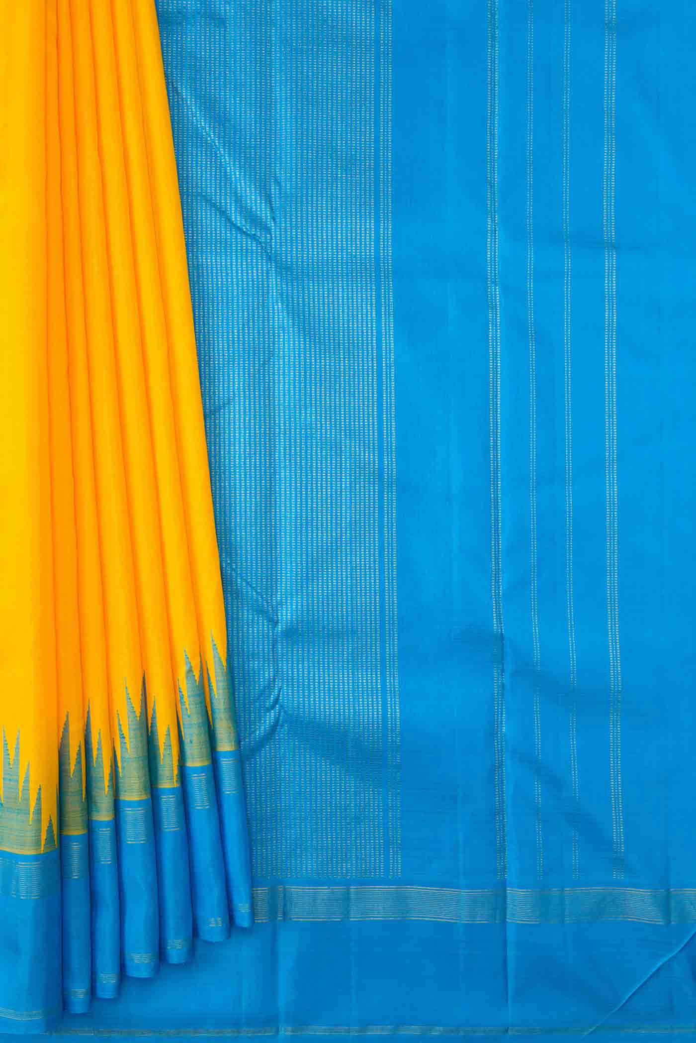 Yellow Dual Tone Kanjivaram Silk Saree - Image 4