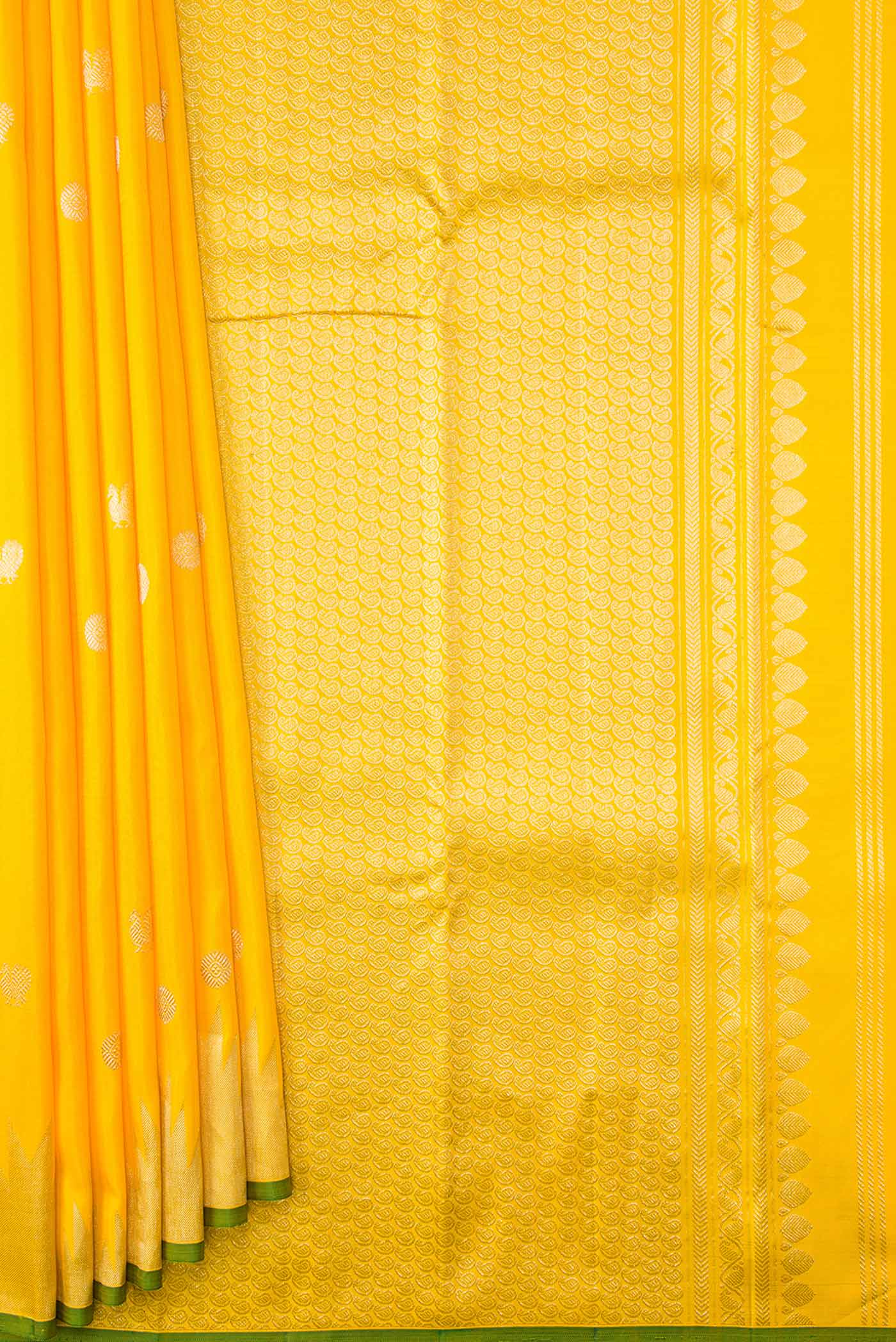 Yellow Dual Tone Kanjivaram Silk Saree - Image 4