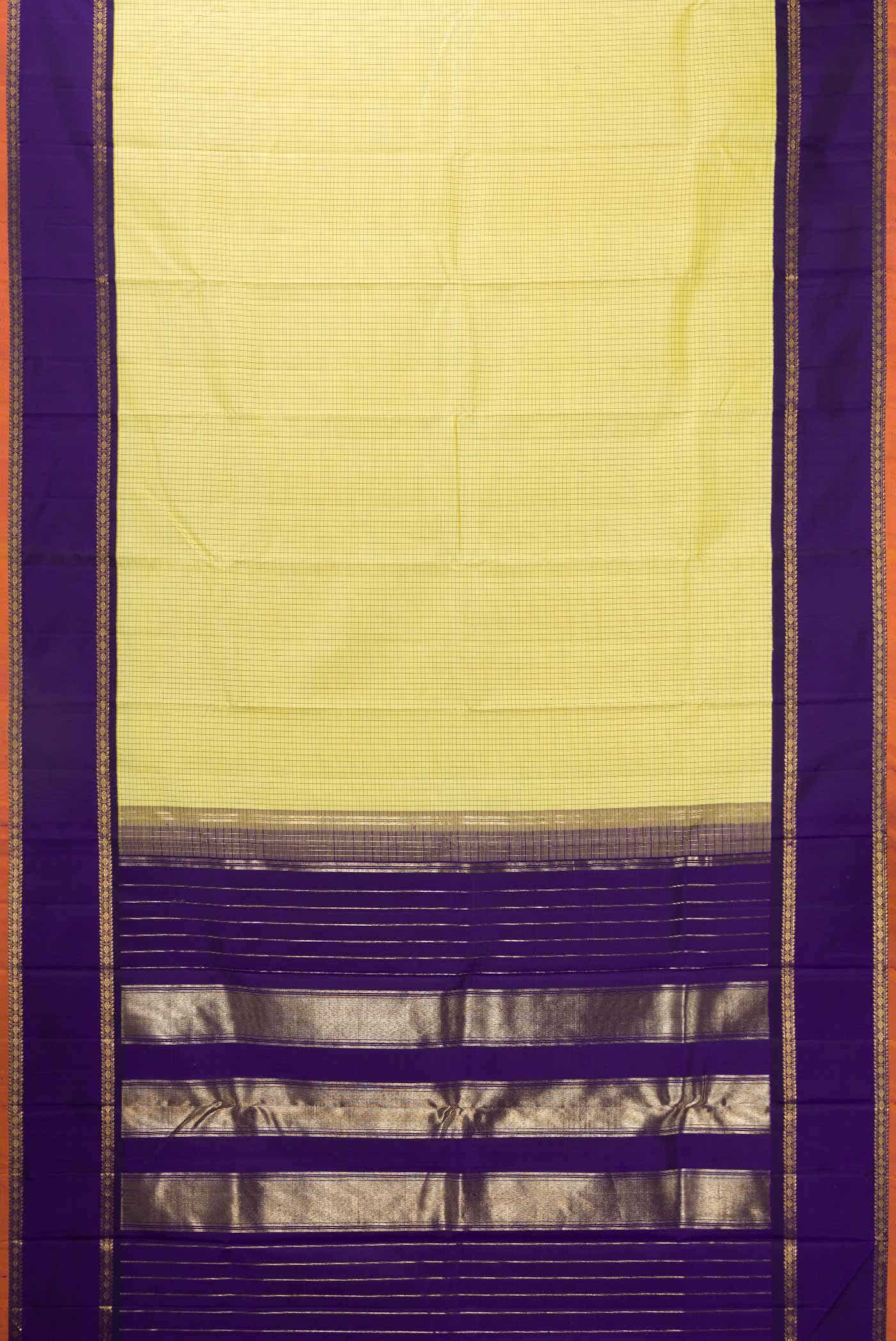 Yellow Dual Tone Kanjivaram Silk Saree - Image 4