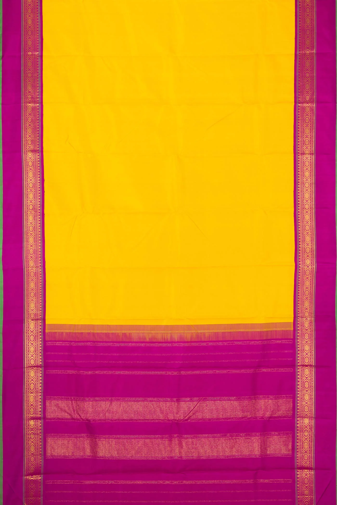 Pure Silk Pure Zari Yellow Kanjivaram Saree - Image 6