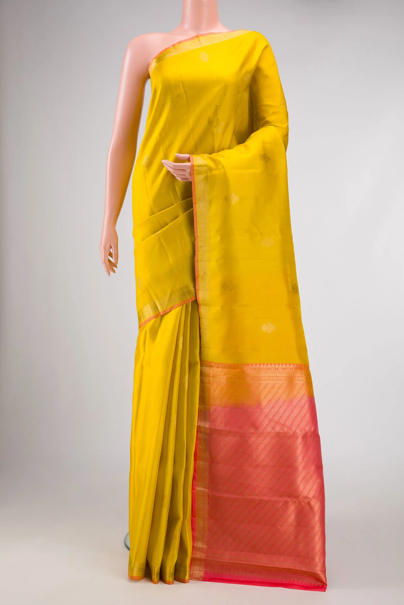Yellow Dual Tone Kanjivaram Silk Saree