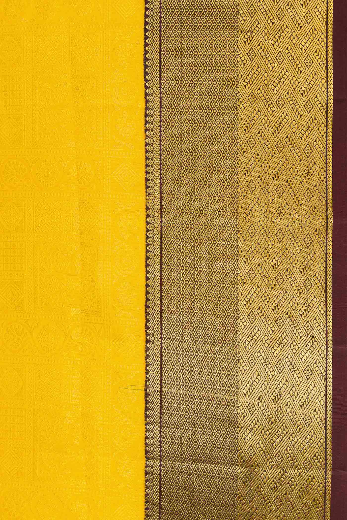 Yellow Kanjivaram Silk Saree - Image 3
