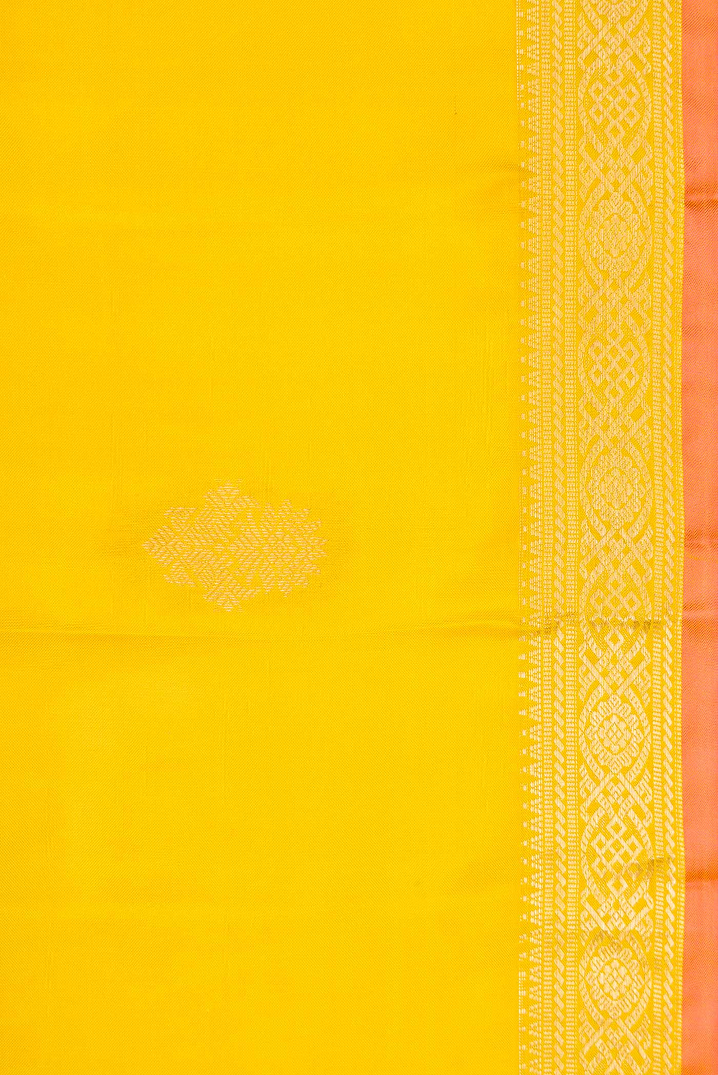 Yellow Dual Tone Kanjivaram Silk Saree - Image 3