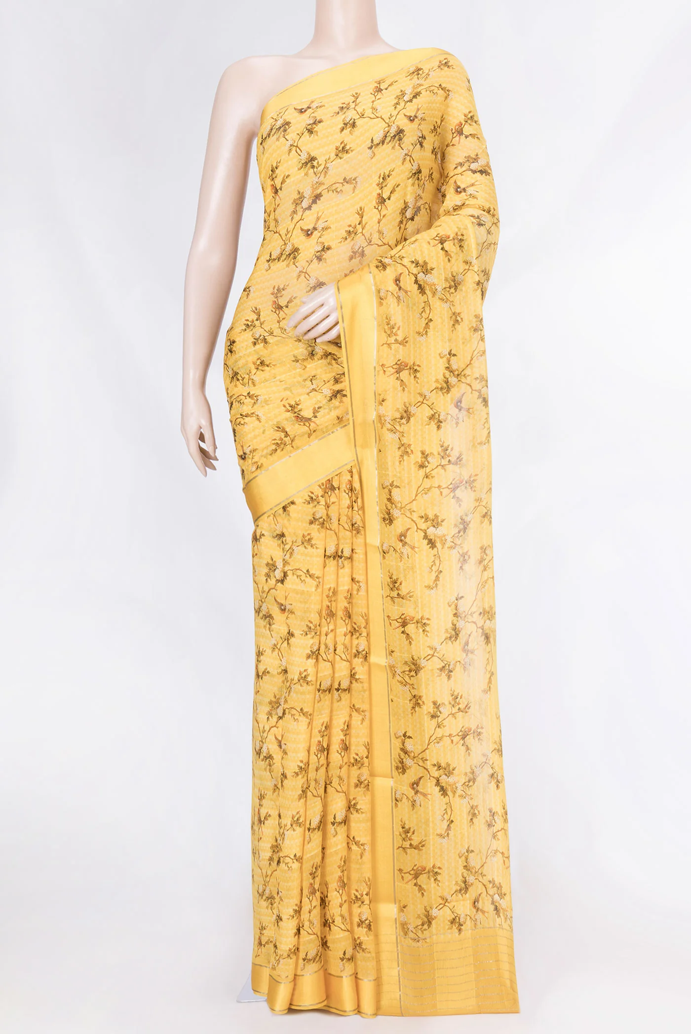 Yellow Dual Tone Mysore Chiffon Saree