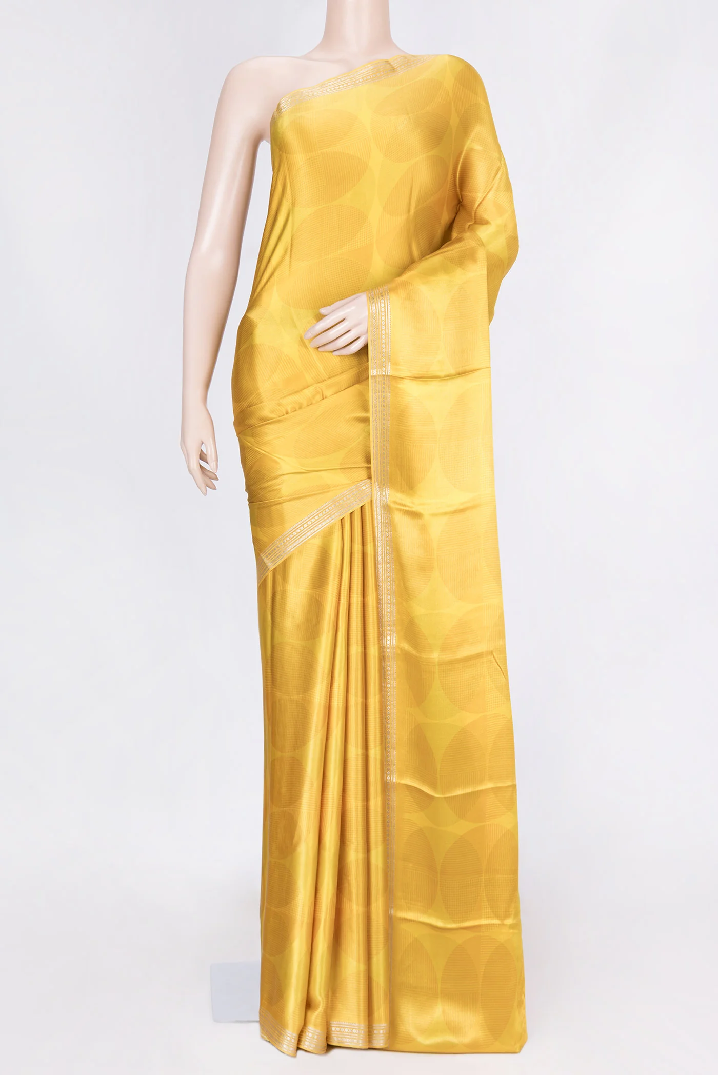 Yellow Dual Tone Mysore Crepe Saree