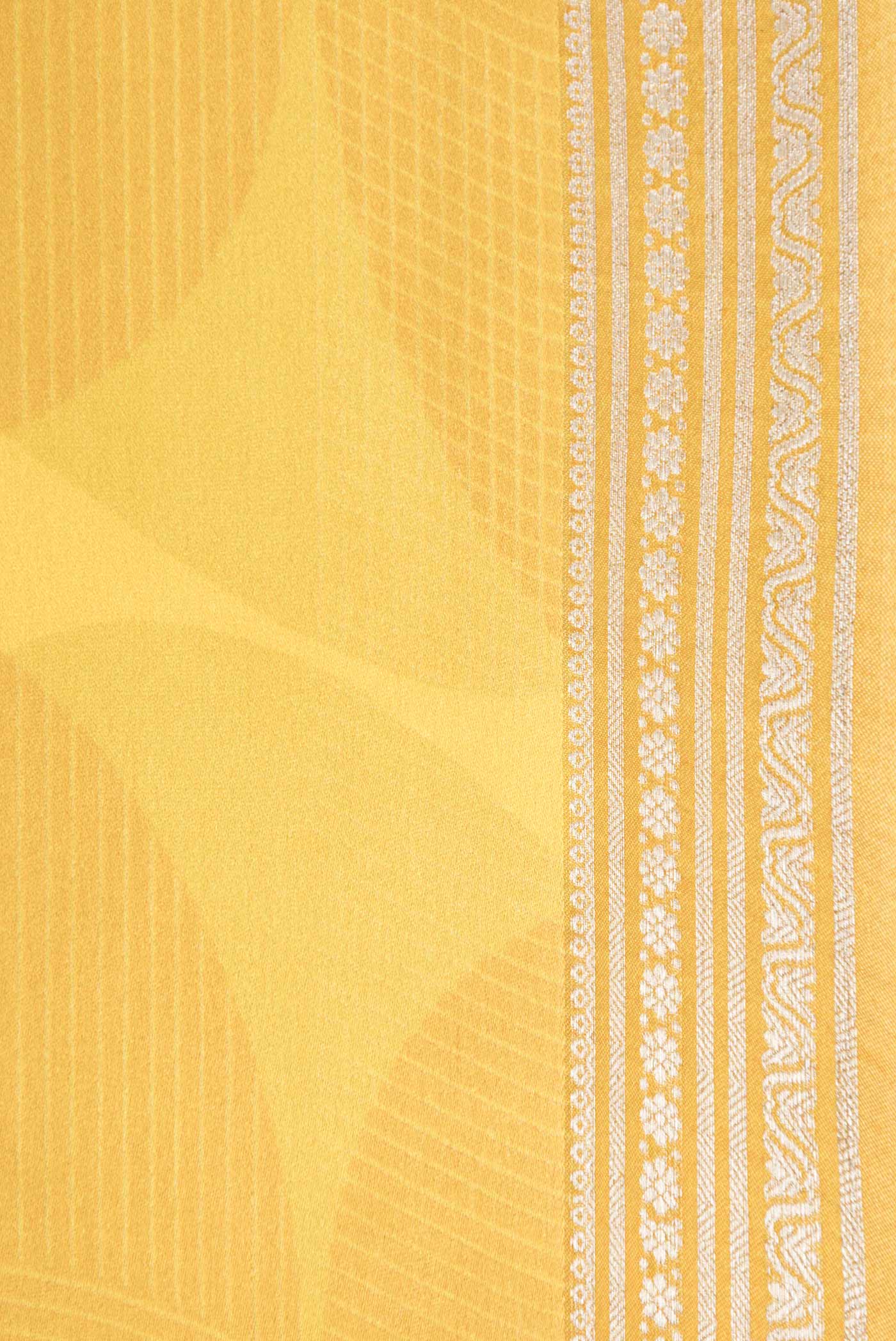 Yellow Dual Tone Mysore Crepe Saree - Image 3