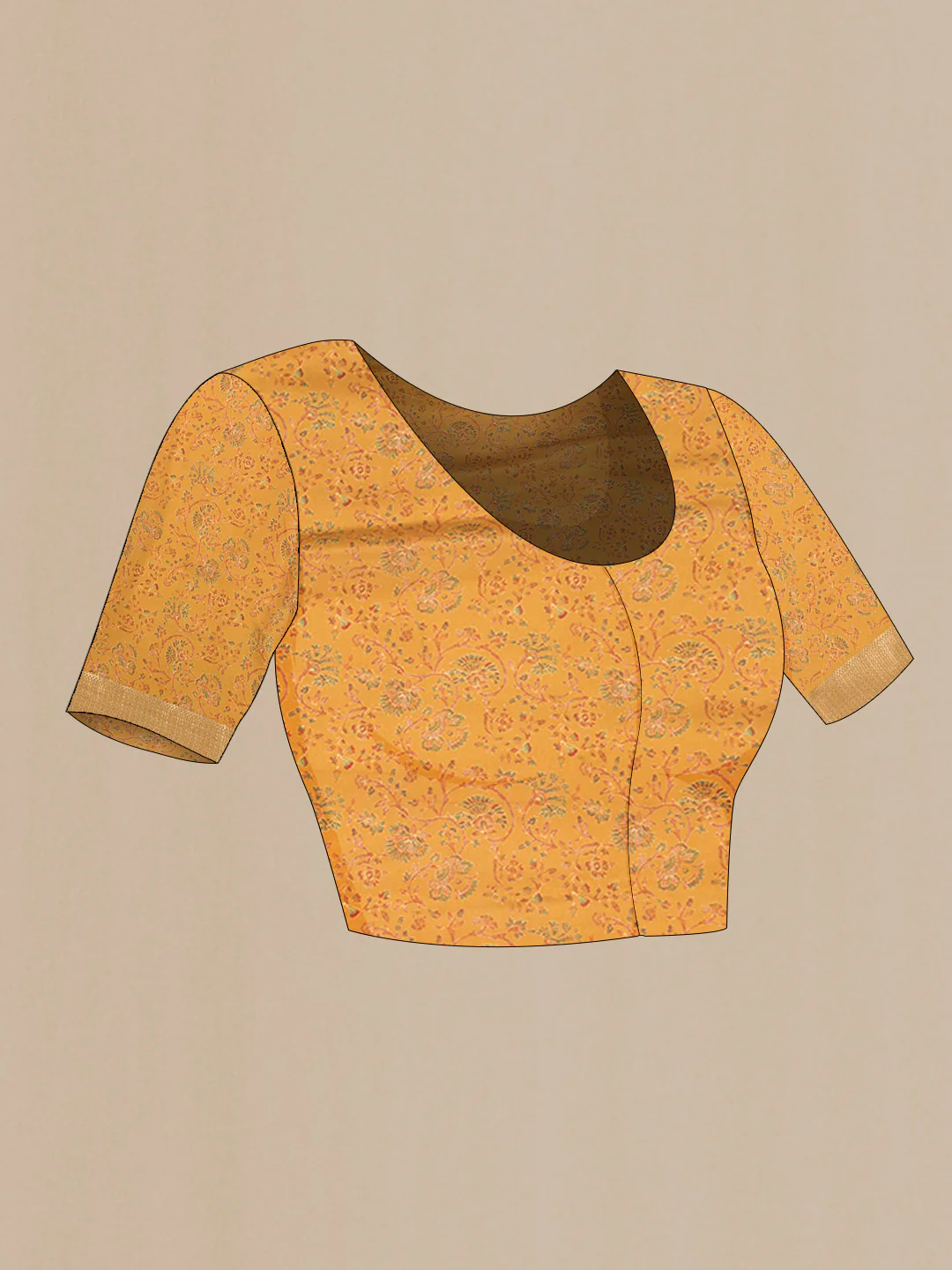 Mustard Mysore Crepe Saree - Image 5