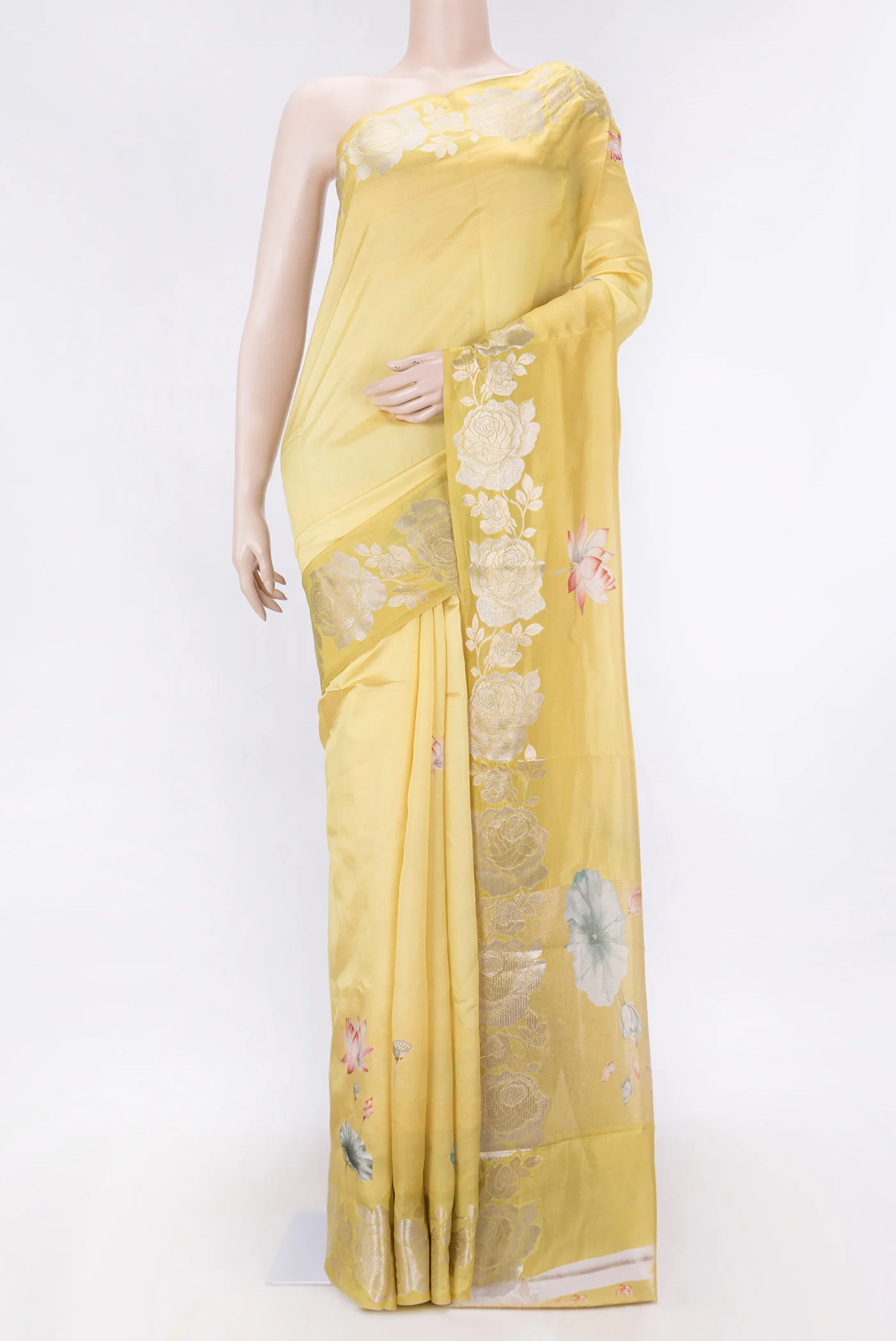 Yellow Dual Tone Tussar Silk Saree