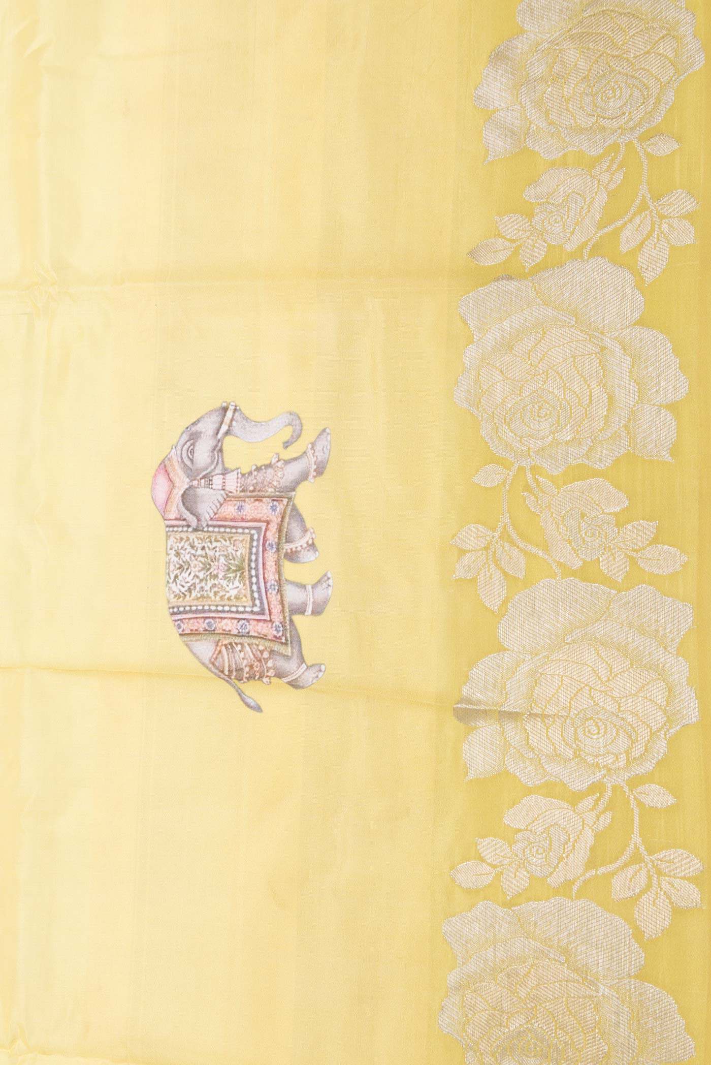 Yellow Dual Tone Tussar Silk Saree - Image 3