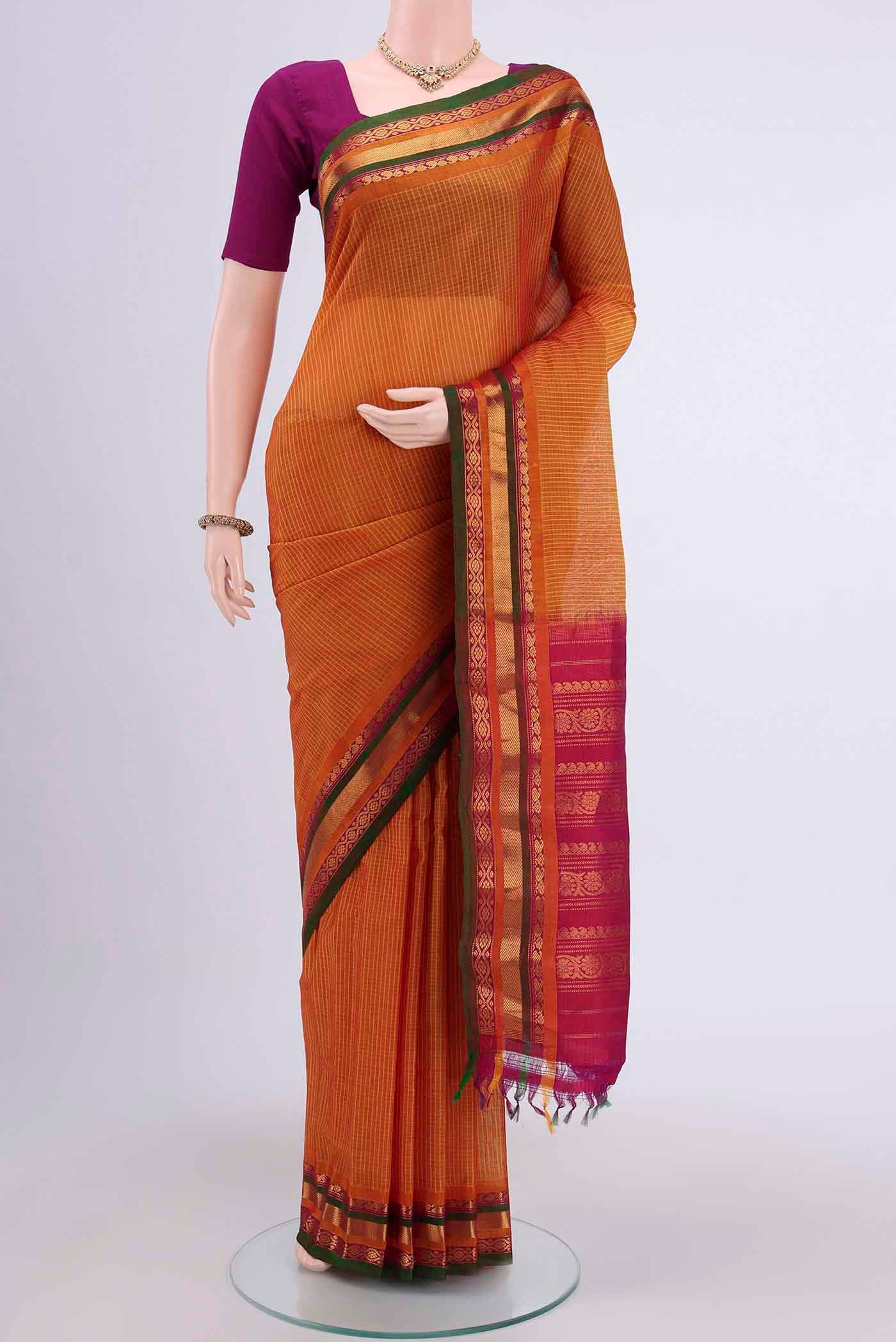 Mustard Gadwal cotton Saree