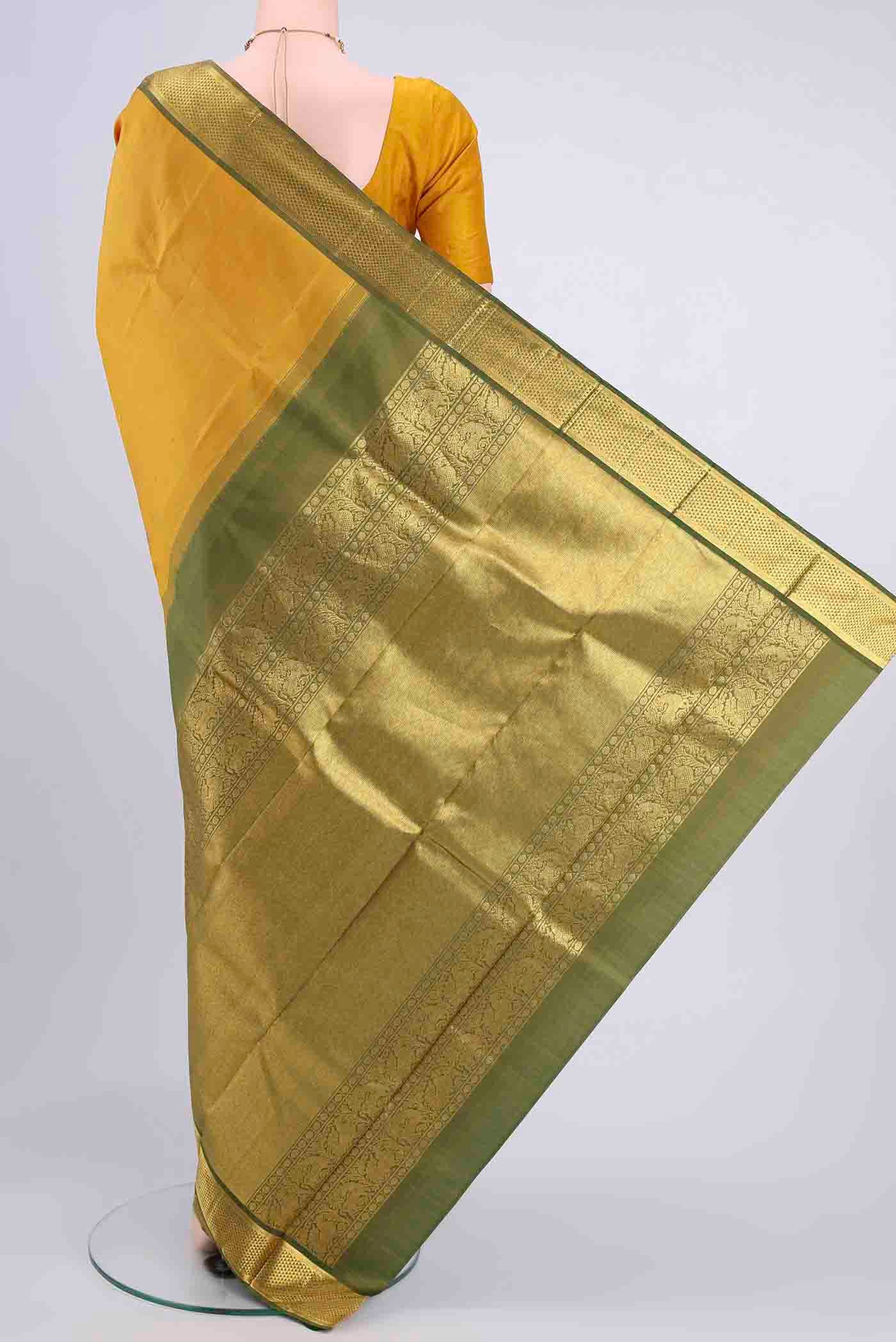 Yellow Kanjivaram Saree - Image 3