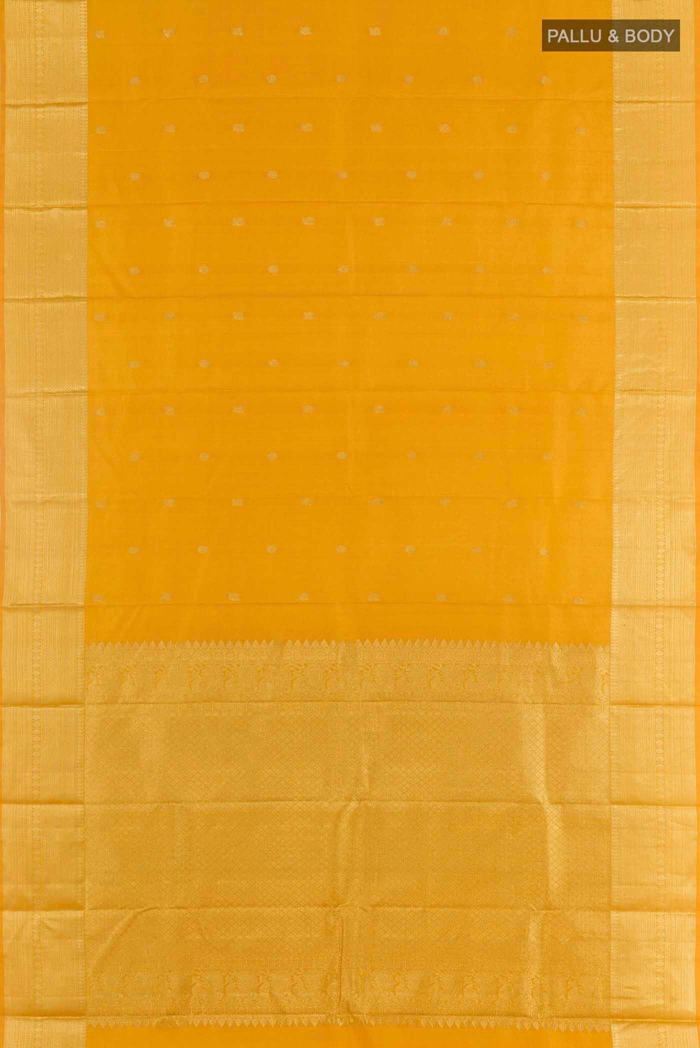 Yellow Kanchipuram Silk Saree - Image 6