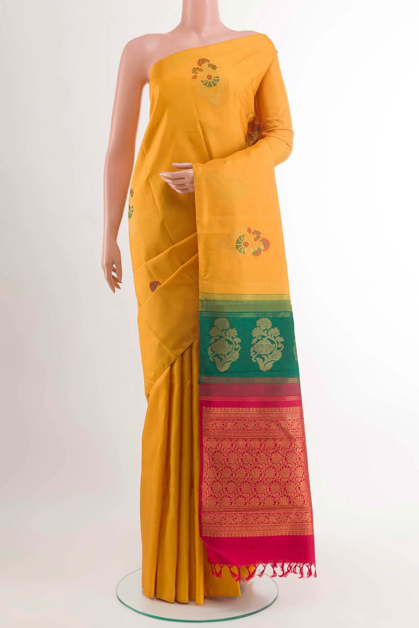 Yellow Kanchipuram Silk Saree