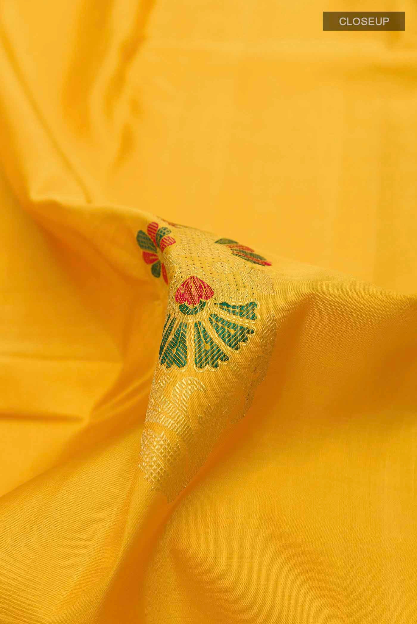 Yellow Kanchipuram Silk Saree - Image 2