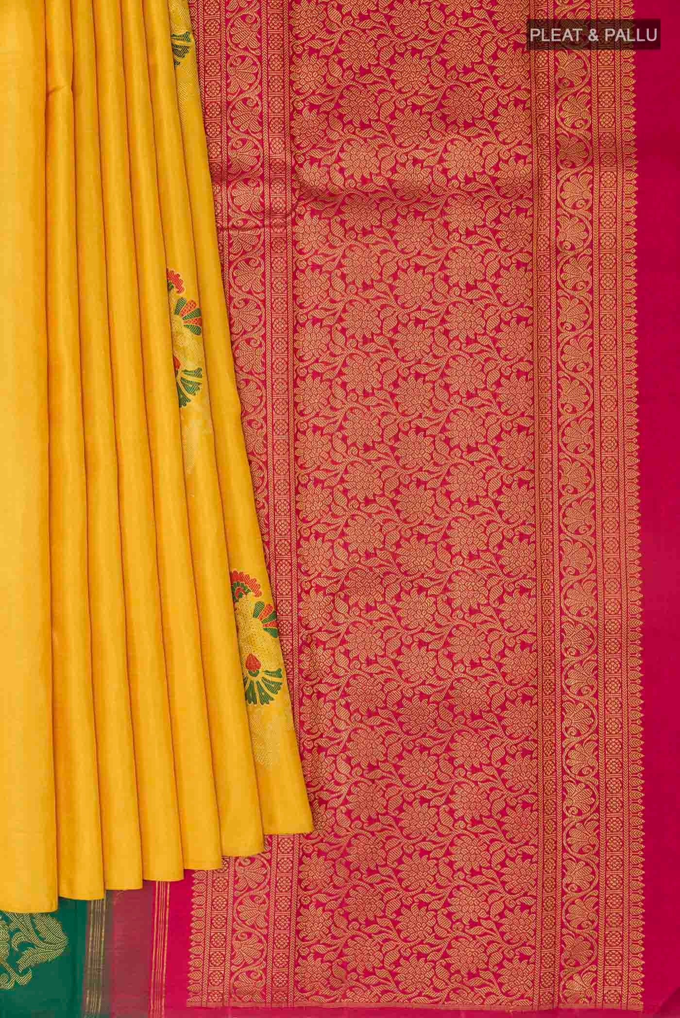 Yellow Kanchipuram Silk Saree - Image 4