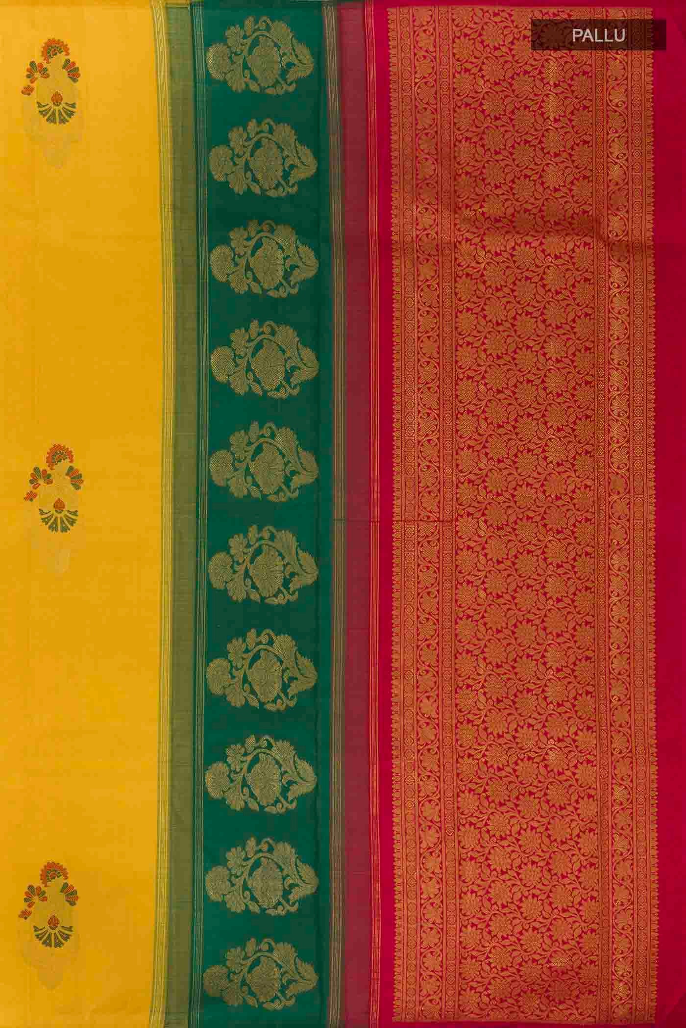 Yellow Kanchipuram Silk Saree - Image 7