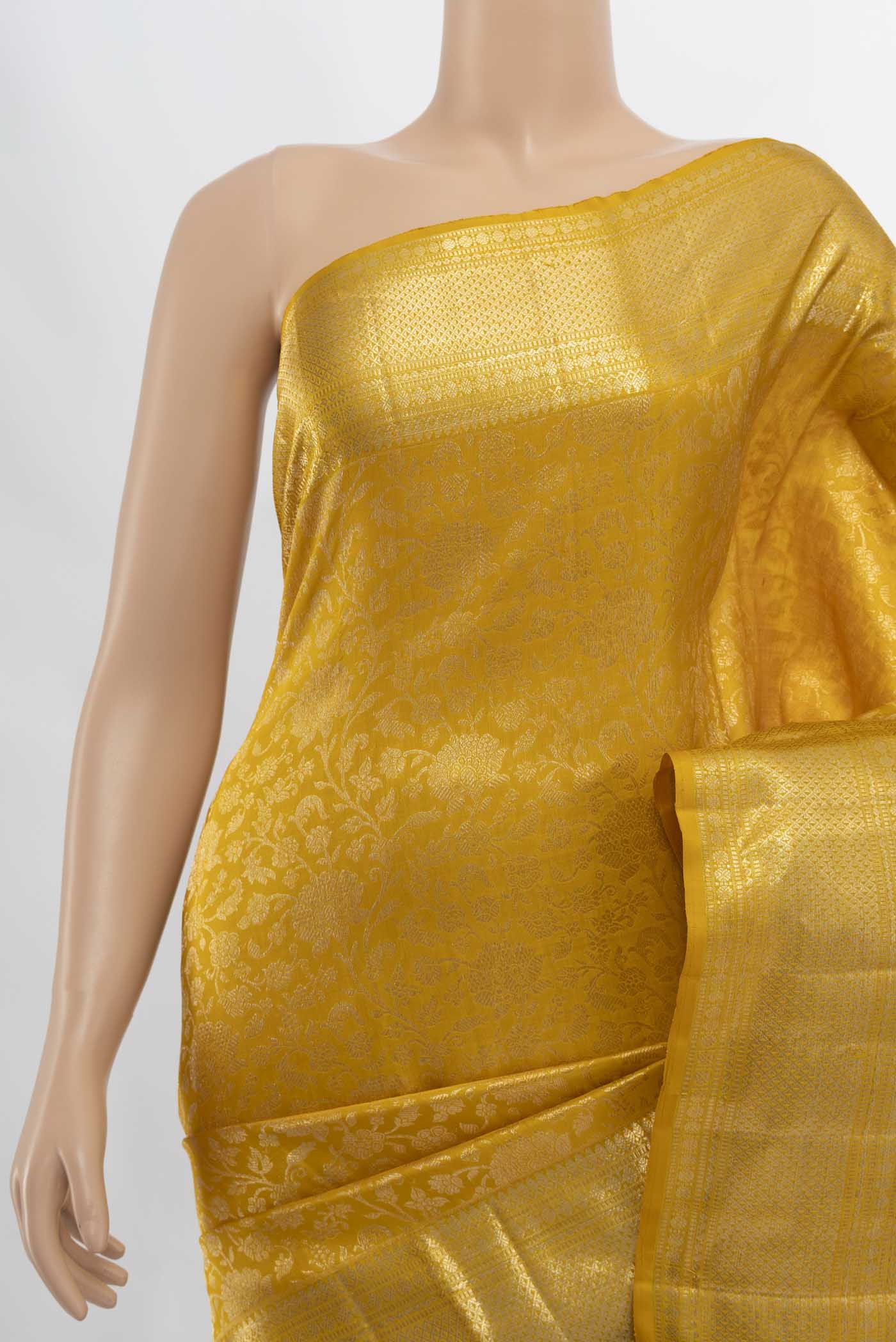 Mustard Kanchipuram Silk Saree - Image 2