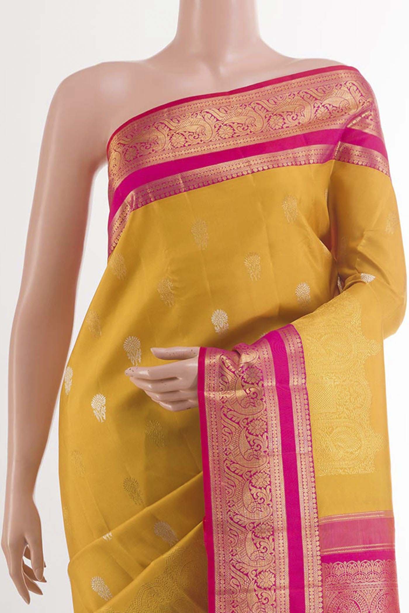 Yellow Kanchipuram Tissue Silk Saree - Image 2