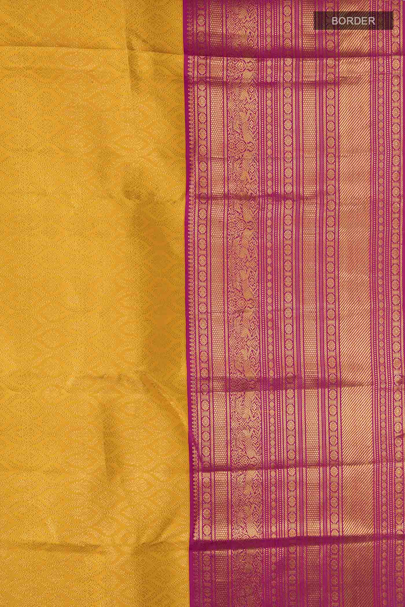 Yellow Kanjivaram Silk Saree - Image 3