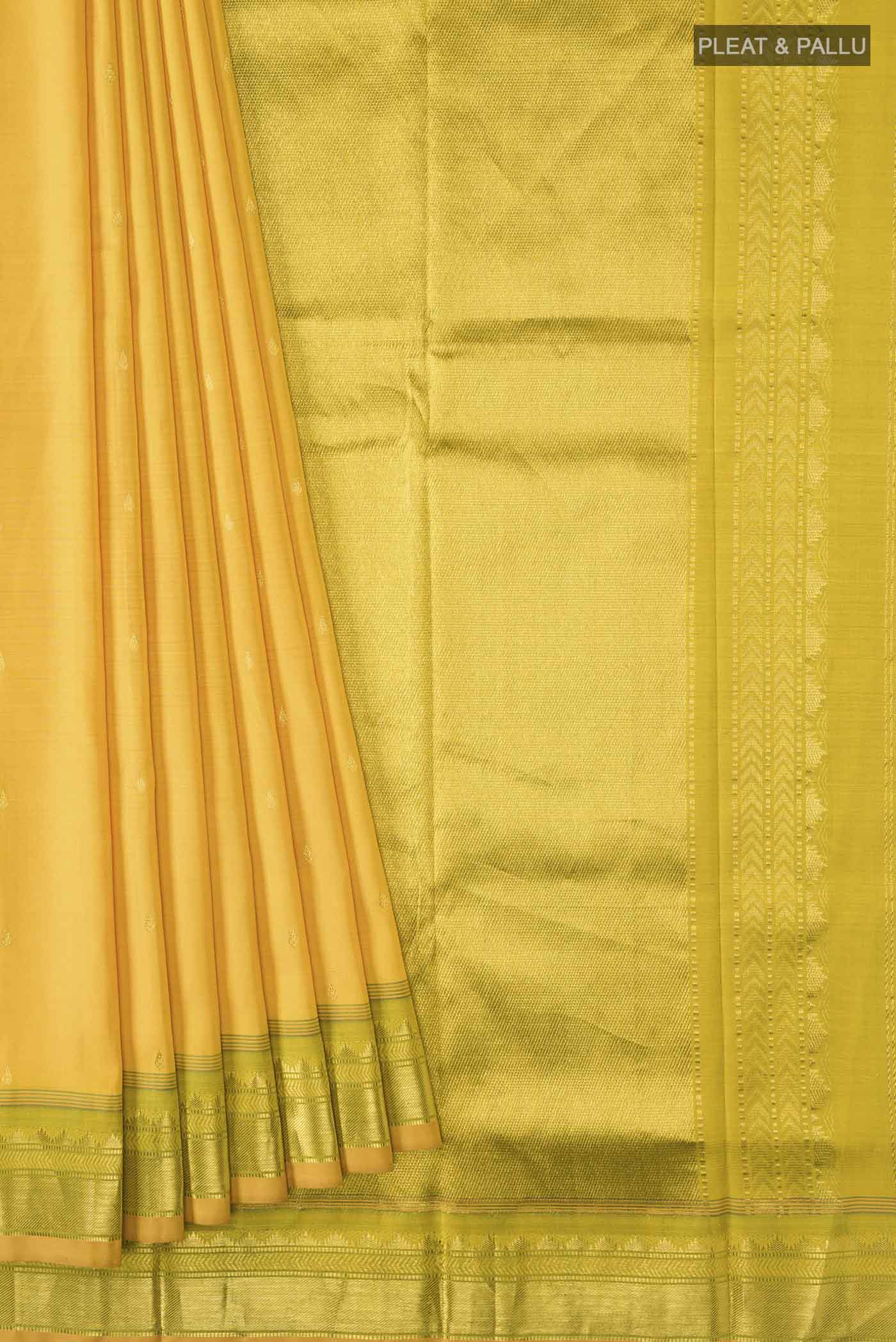 Yellow Kanchipuram Silk Saree - Image 4