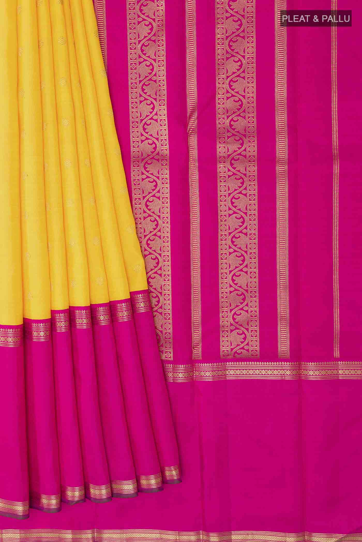 Yellow Kanchipuram Silk Saree - Image 4