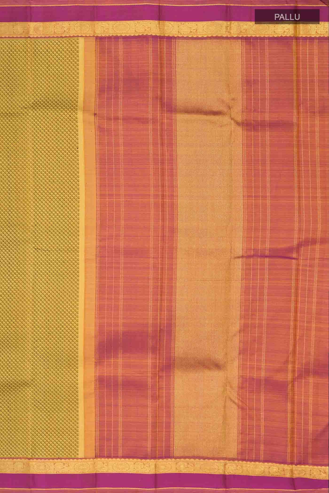 Pure Silk Pure Zari Yellow Kanchipuram Saree - Image 5