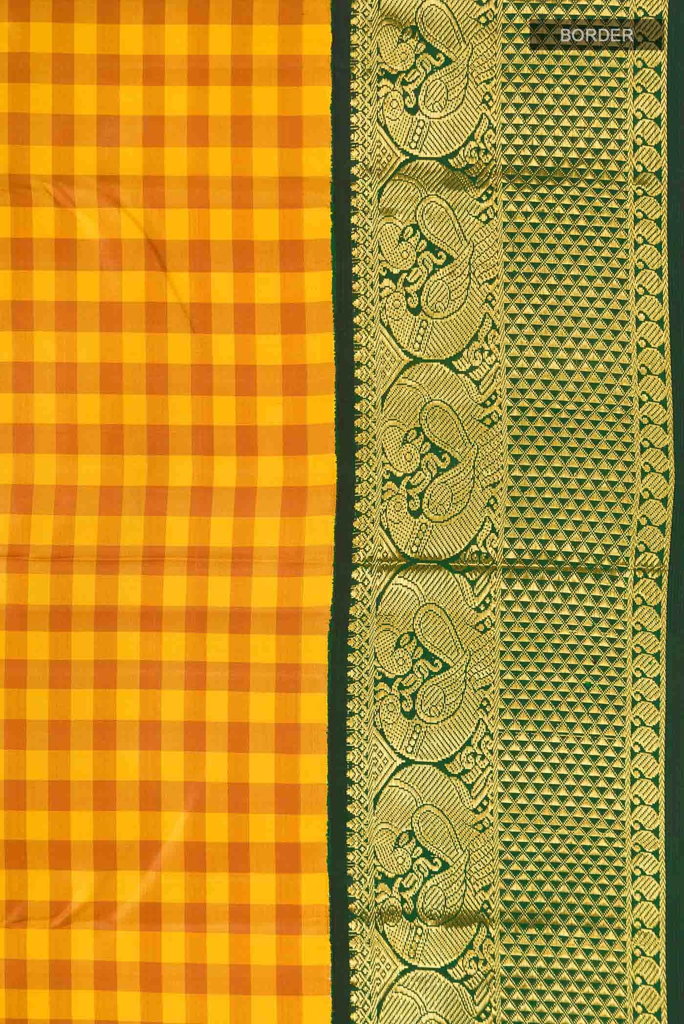 Yellow Kanchipuram Silk Saree - Image 5