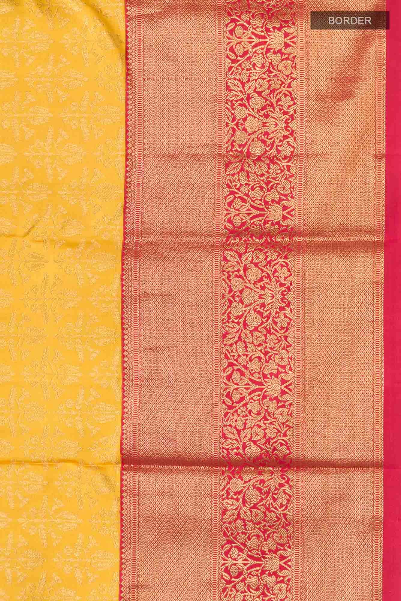 Yellow Kanchipuram Silk Saree - Image 6