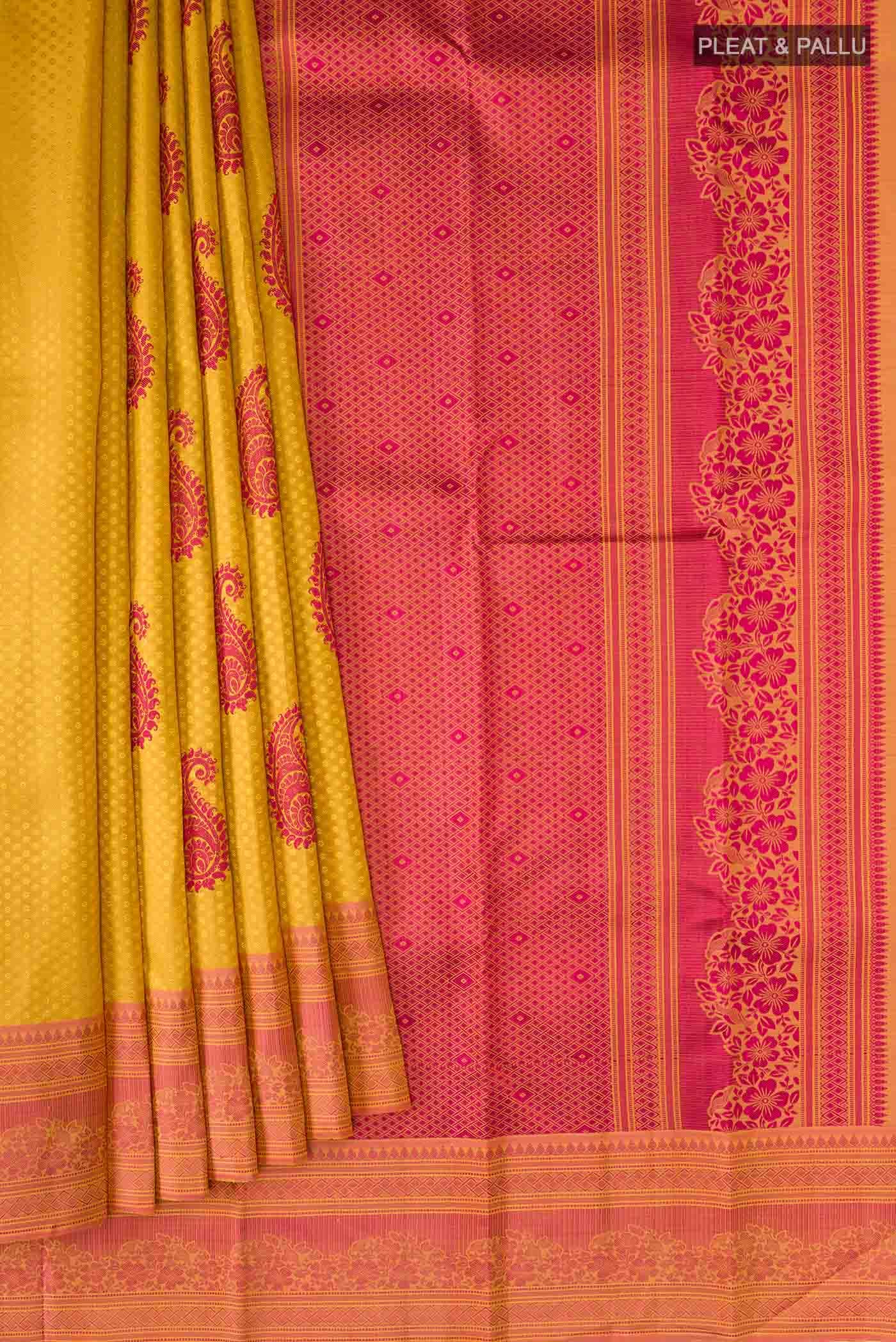 Yellow Kanjivaram Silk Saree - Image 2