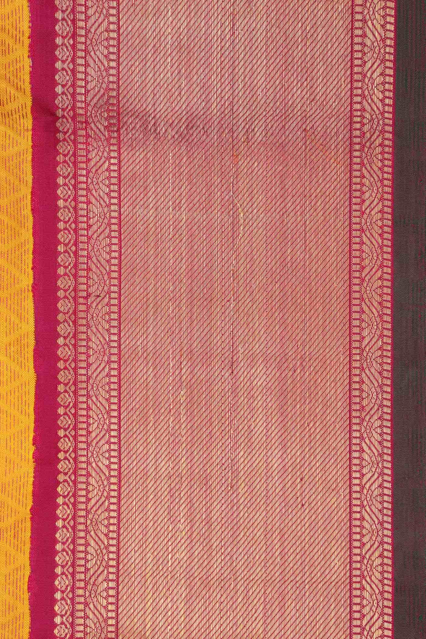Pure Silk Pure Zari Yellow Kanjivaram Saree - Image 6