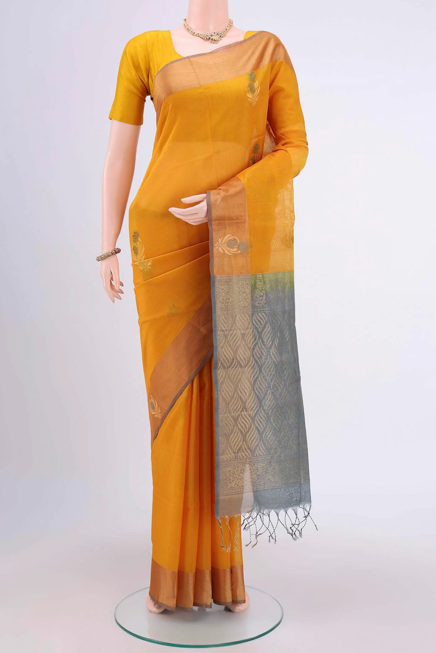 Yellow Silk Cotton Saree