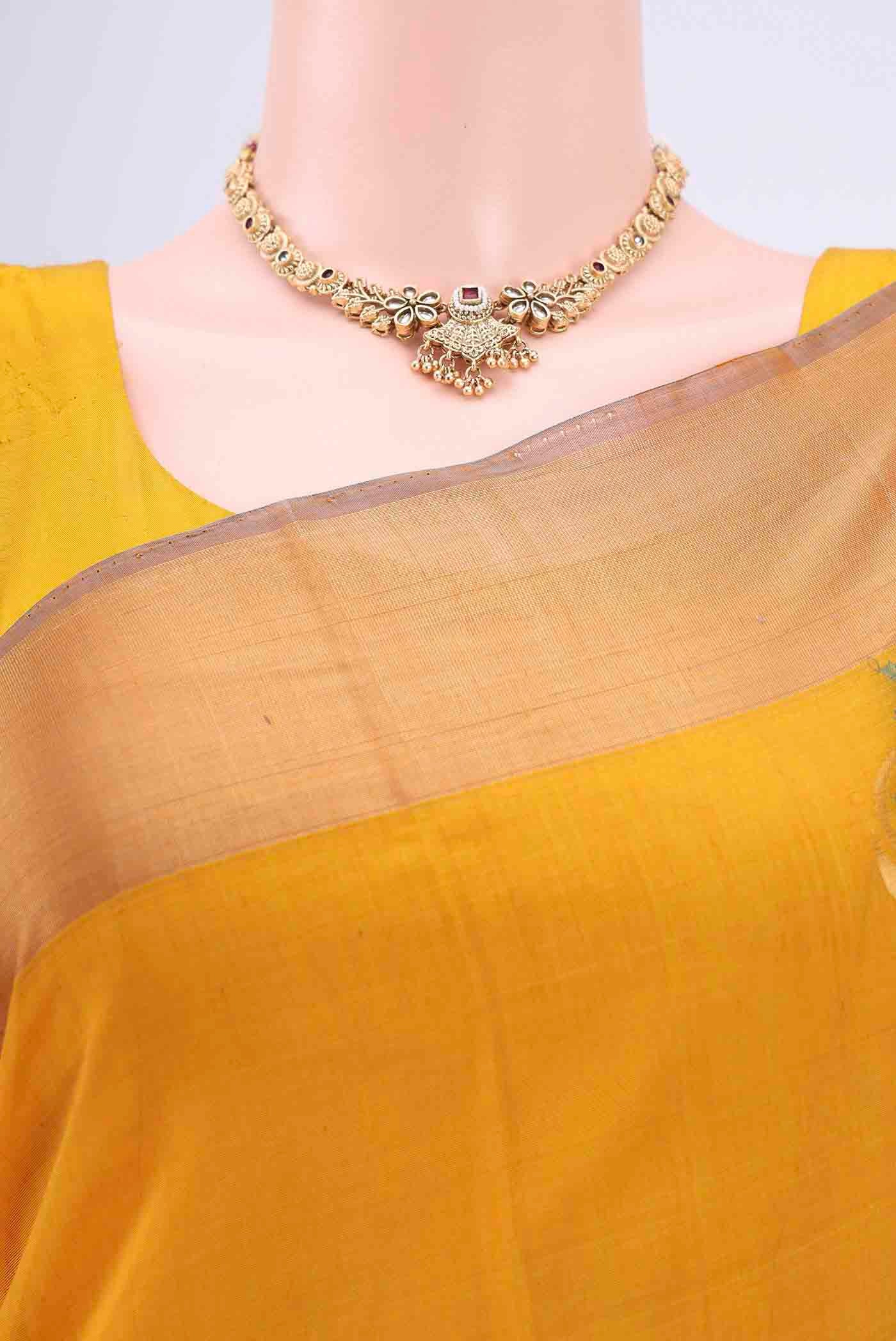Yellow Silk Cotton Saree - Image 2