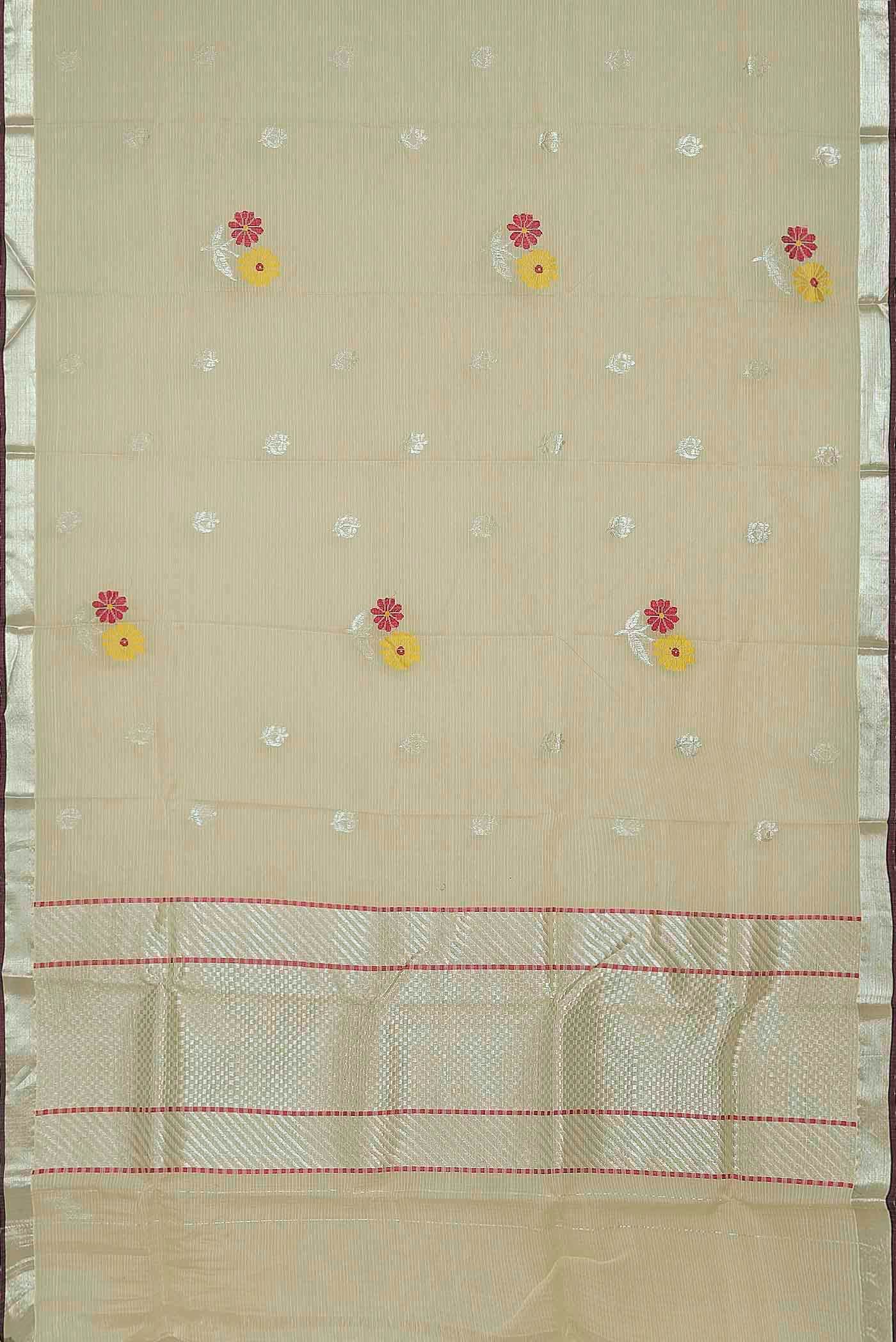 Pure Silk Pure Zari Cream Kota Saree - Image 4