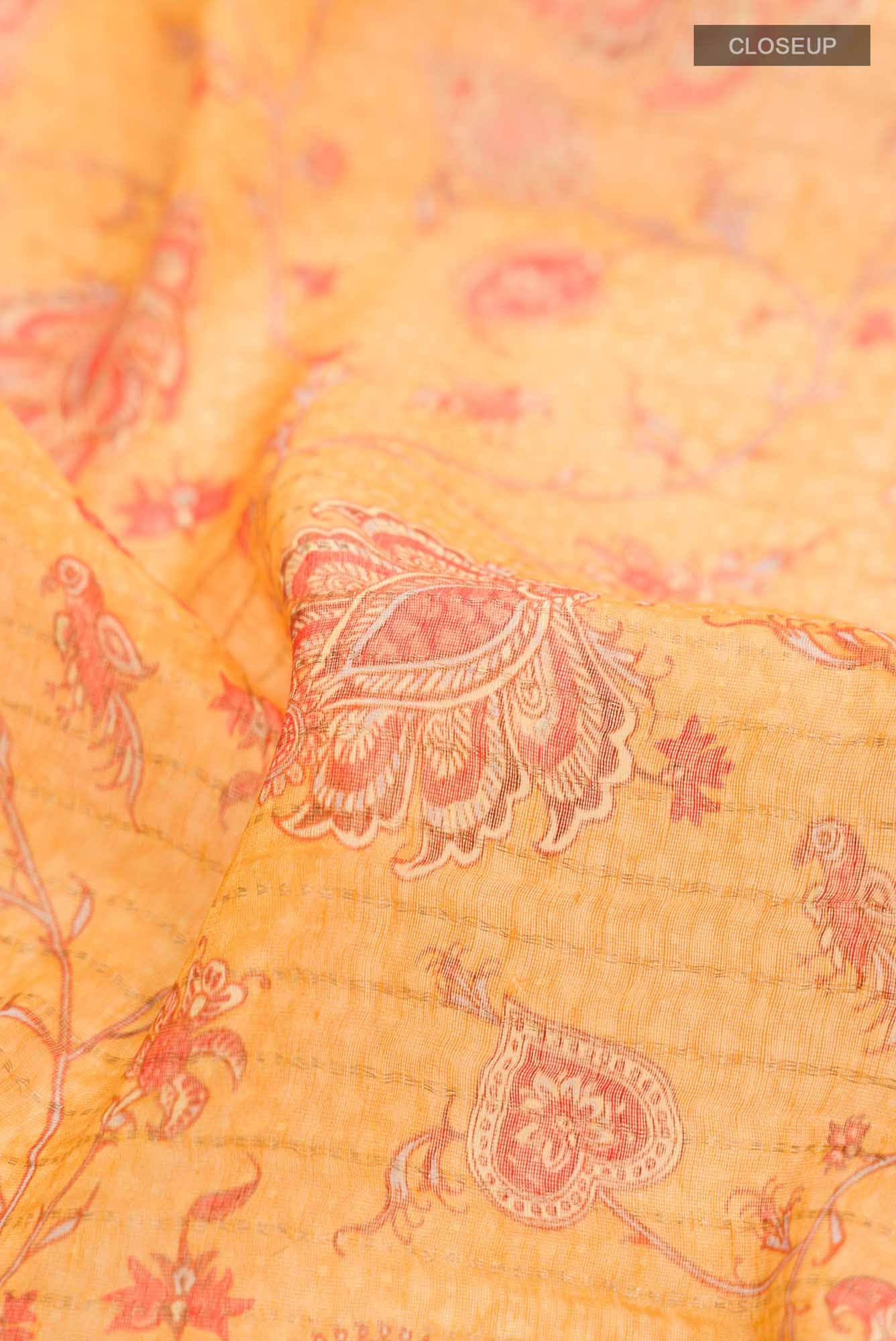 Yellow Linen Saree - Image 2