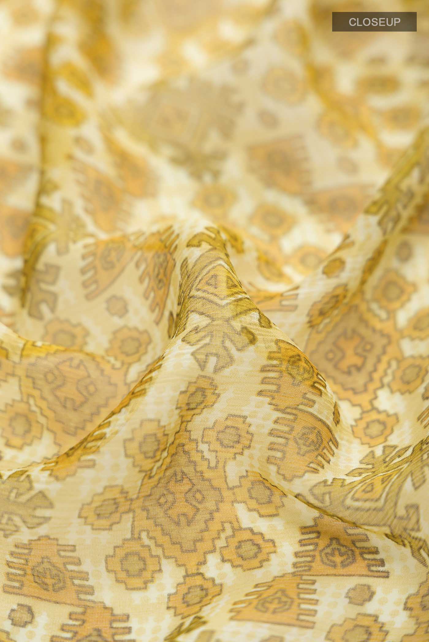 Yellow Mysore Chiffon Saree - Image 2